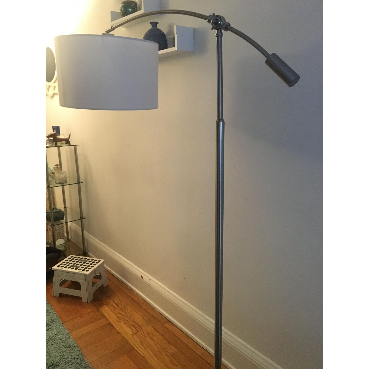 Brushed Steel Adjustable Height Arc Floor Lamp AptDeco