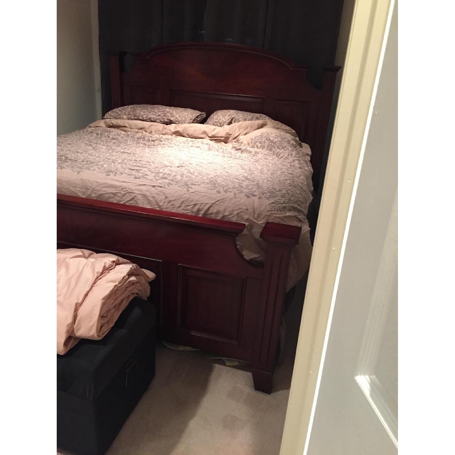 Raymour & Flanigan King Wood Panel Bed Frame - image-1