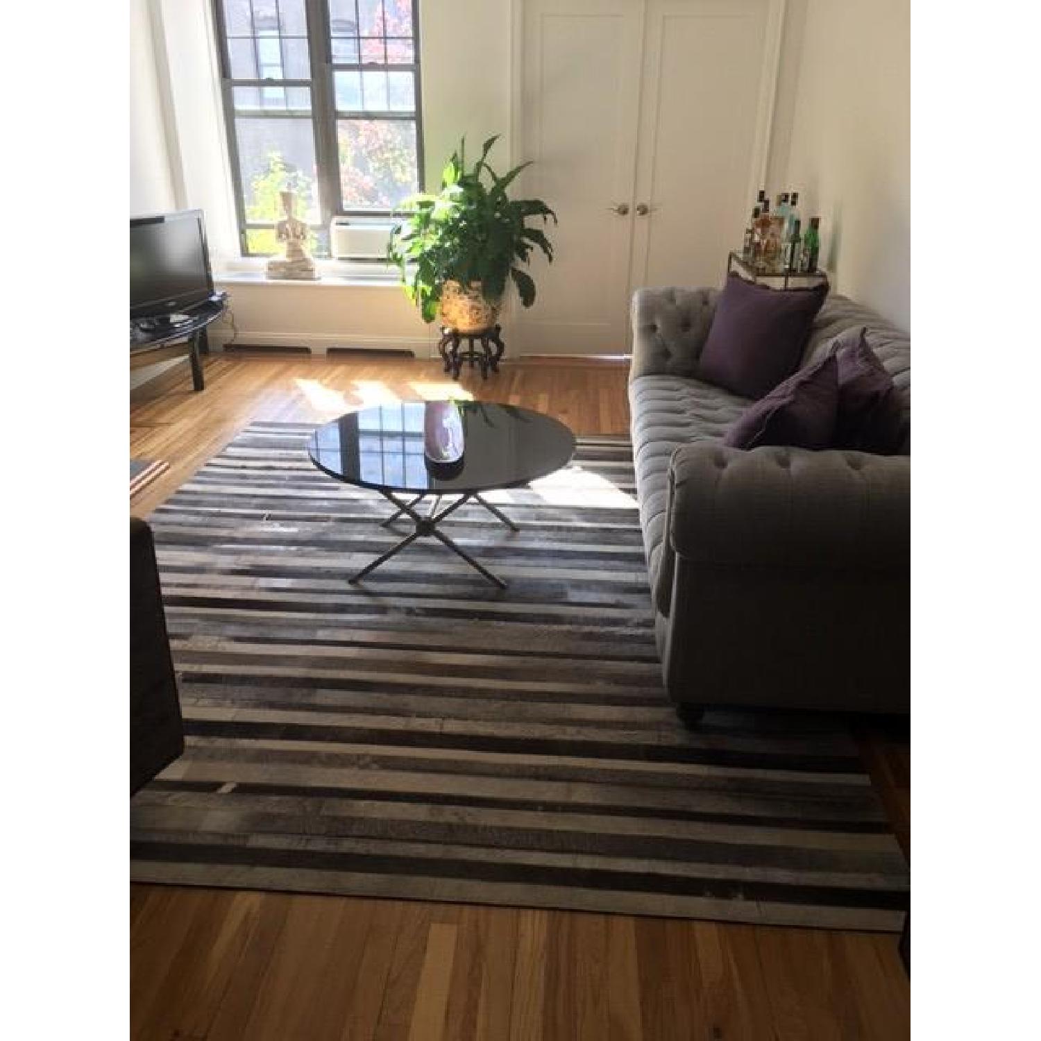 Crate & Barrel Grey Striped Cowhide Rug - image-1