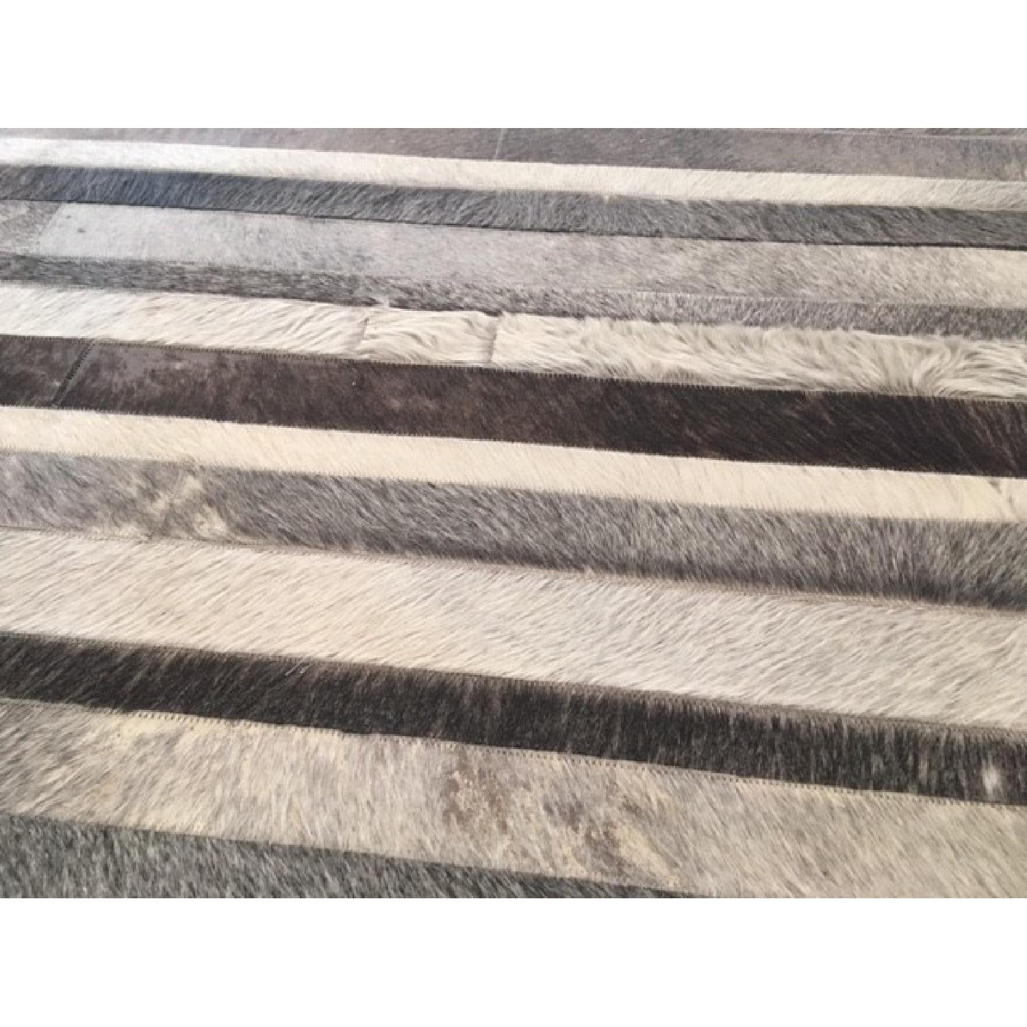 Crate & Barrel Grey Striped Cowhide Rug - image-3