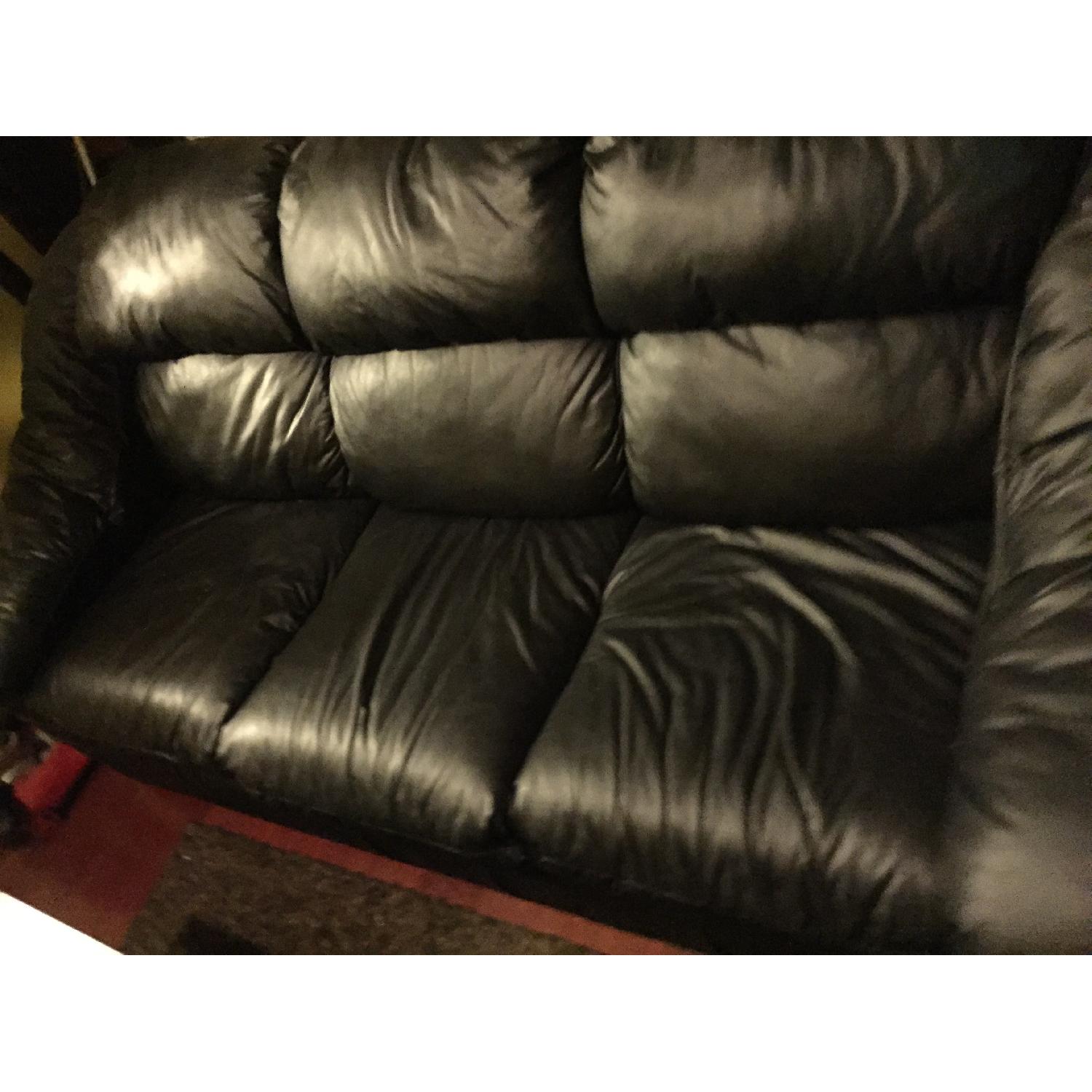 Black Leather Pull Out Couch - image-2