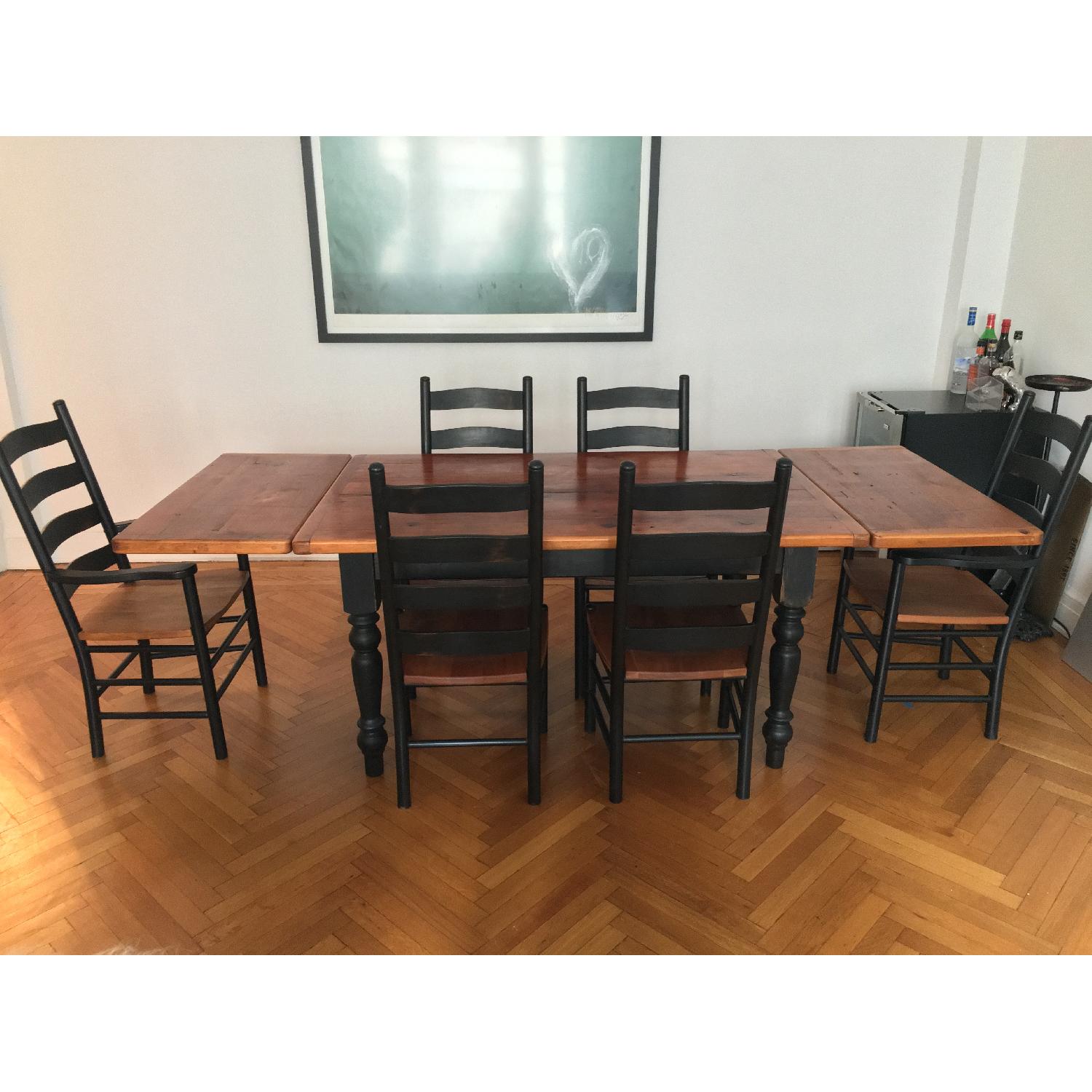 Amish Two-Tone Reclaimed Wood Dining Table w/ 6 Chairs - image-1