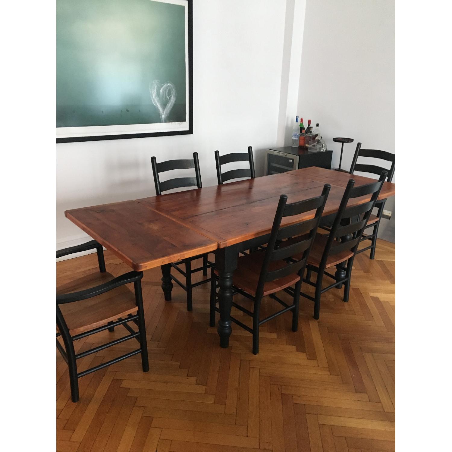 Amish Two-Tone Reclaimed Wood Dining Table w/ 6 Chairs - image-5