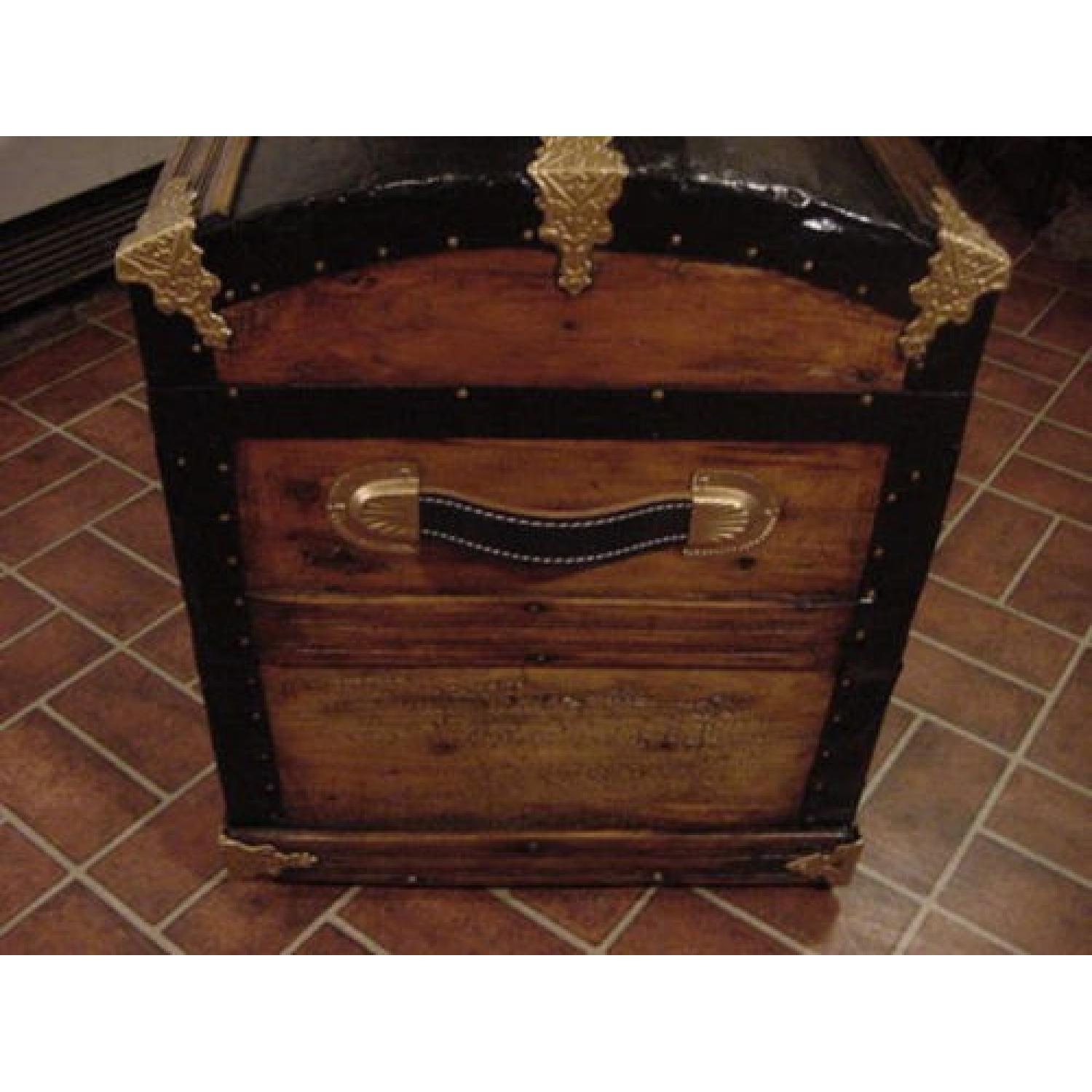 Antique Ladycomet Victorian Refinished Dome Top Steamer Trunk - image-2