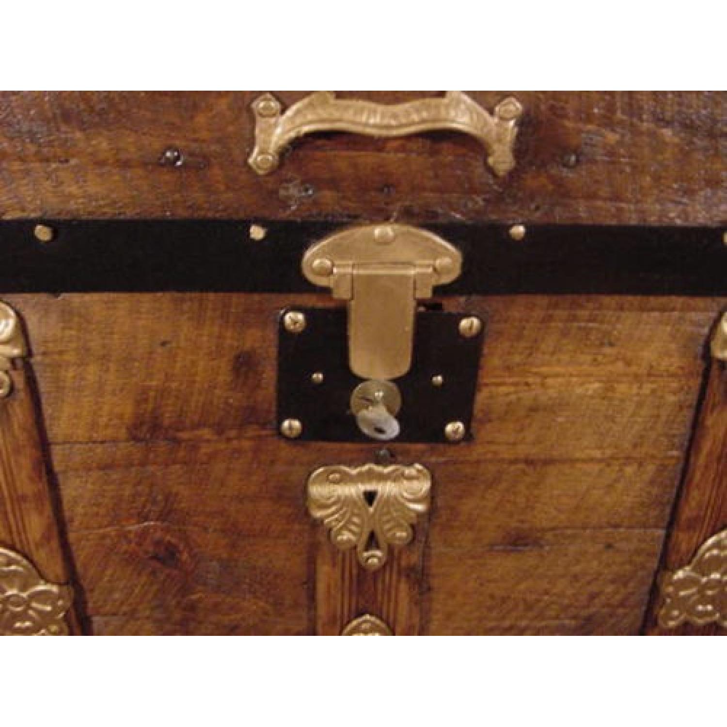 Antique Ladycomet Victorian Refinished Dome Top Steamer Trunk - image-4