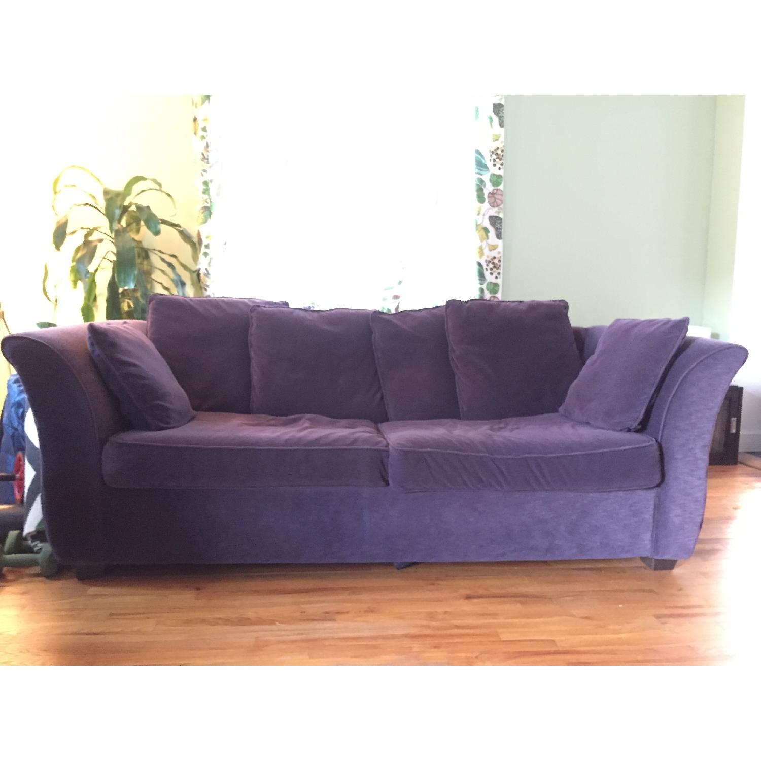 Raymour & Flanigan Purple Velvet Queen Sleeper Sofa - image-1