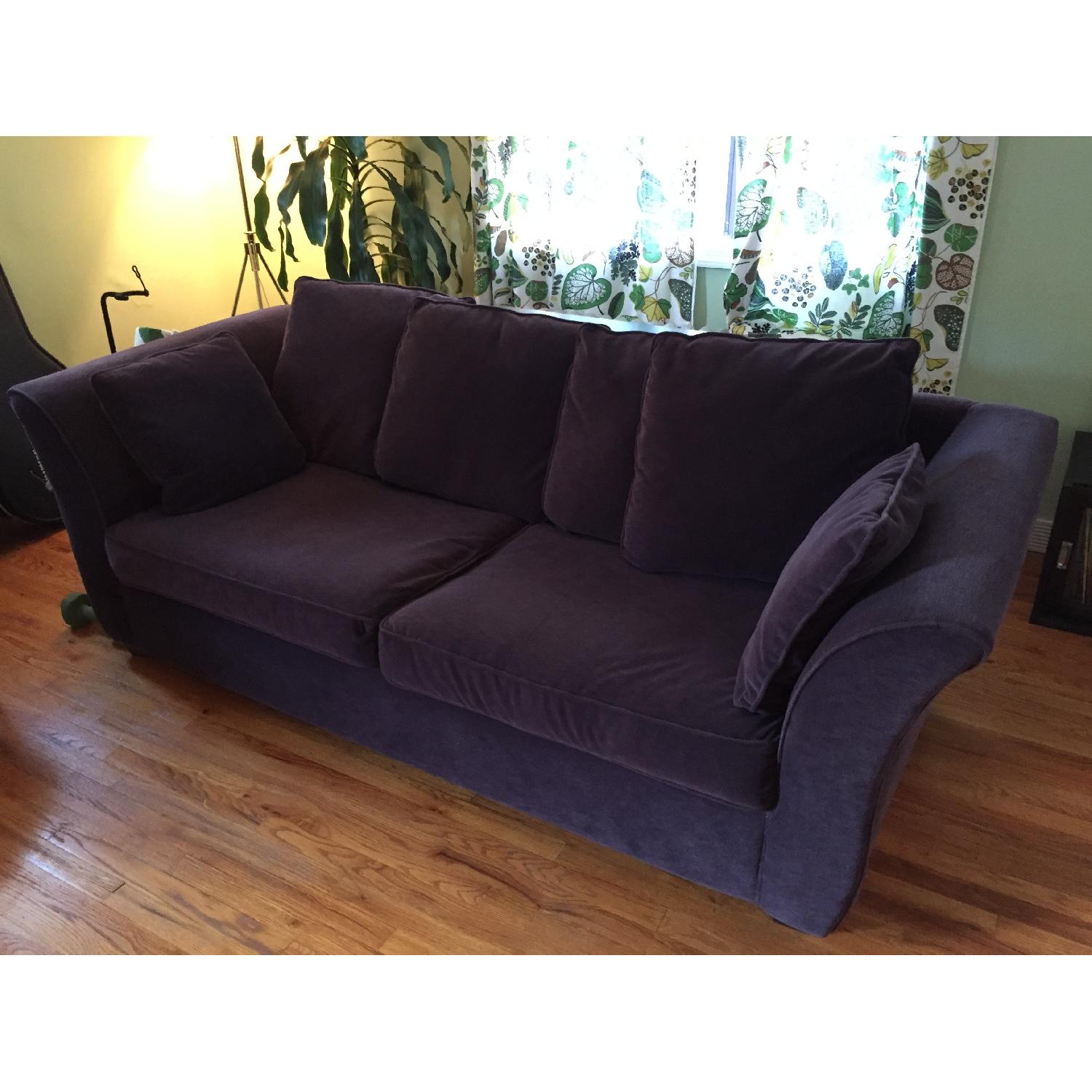 Raymour & Flanigan Purple Velvet Queen Sleeper Sofa - image-2