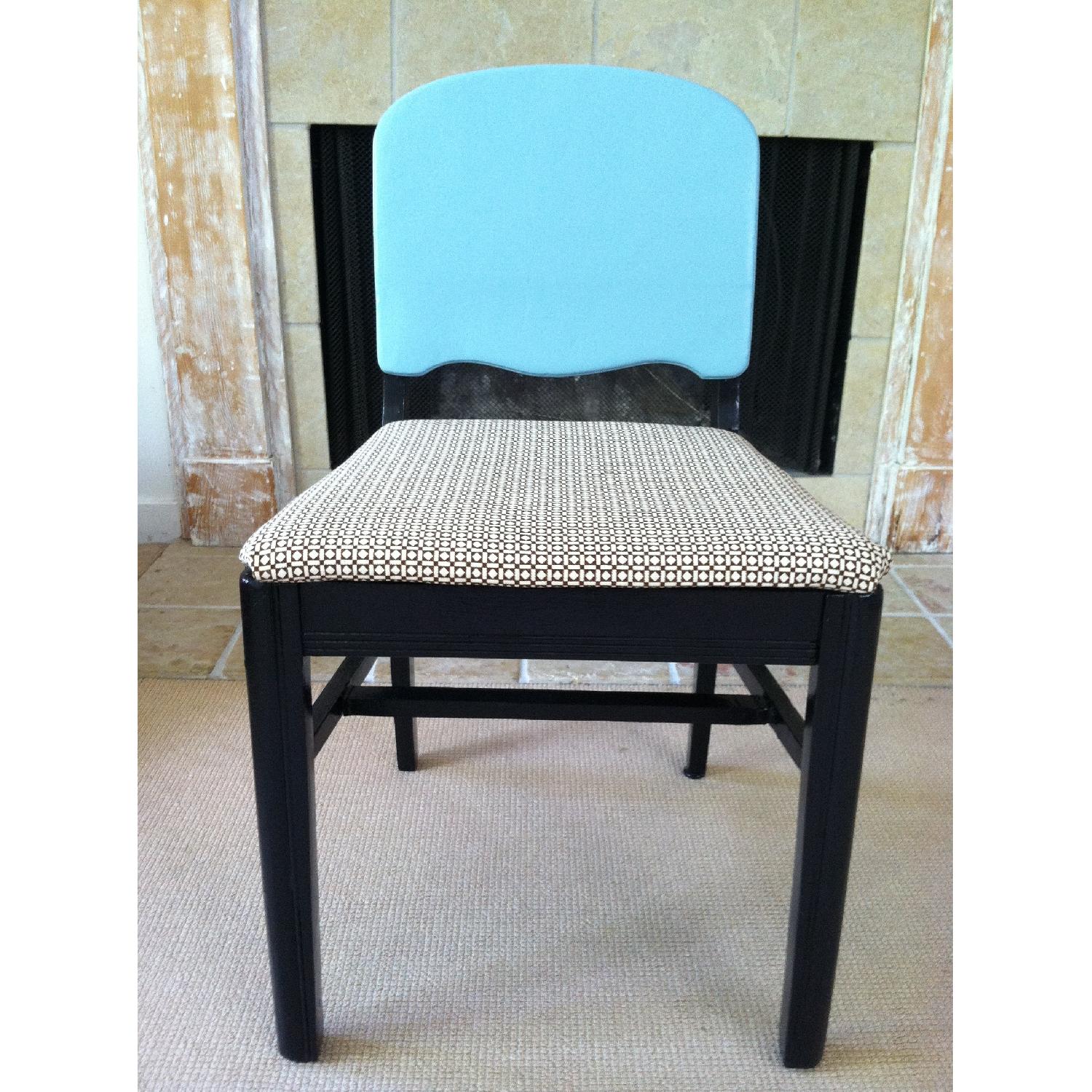 Vintage Black & Blue Accent Chair - image-1
