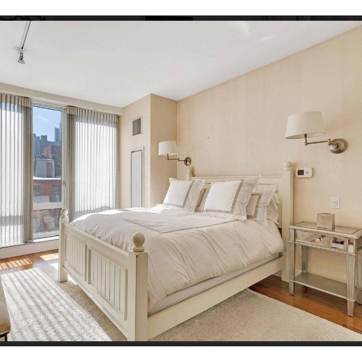 White Washed Wood Queen Size Bed Frame - image-1