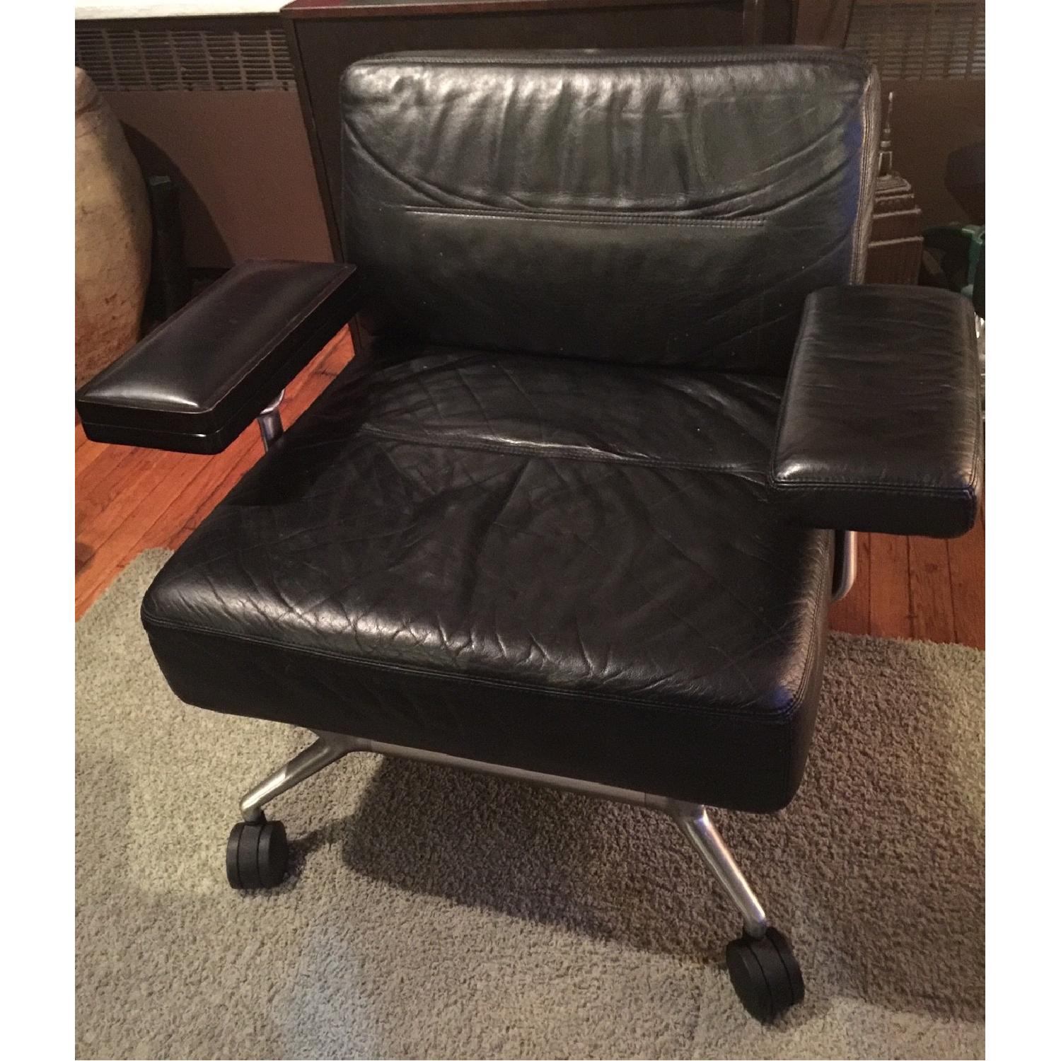 Keilhauer Black Leather Jet Lounge Armchair - image-1