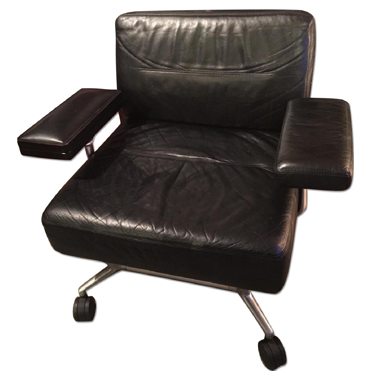 Keilhauer Black Leather Jet Lounge Armchair - image-0