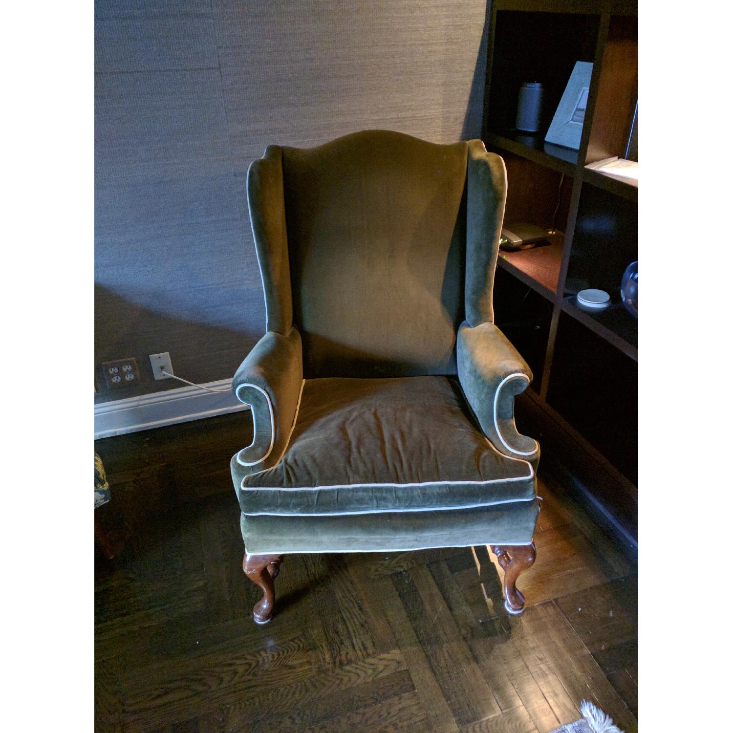 Queen Anne Velvet Wingback Chair - image-1