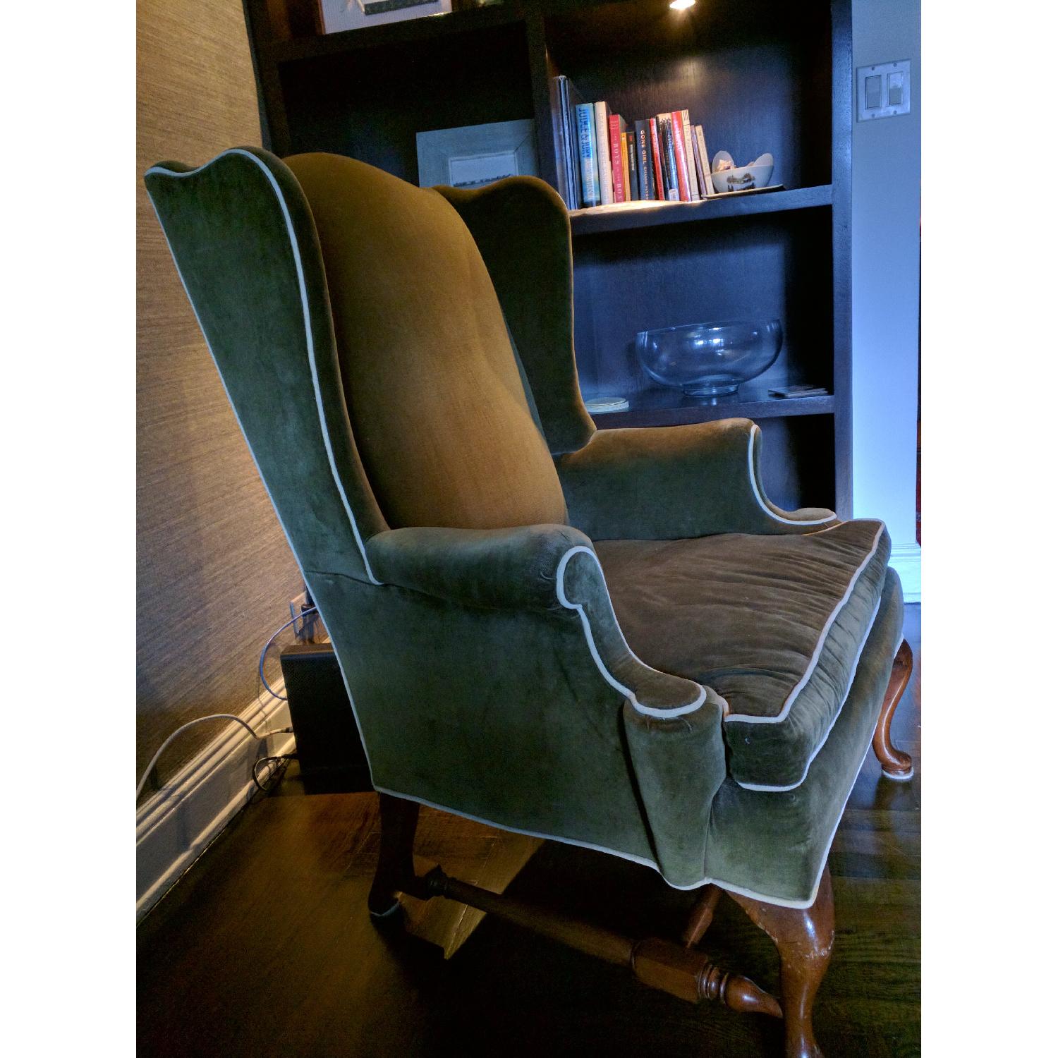 Queen Anne Velvet Wingback Chair - image-2