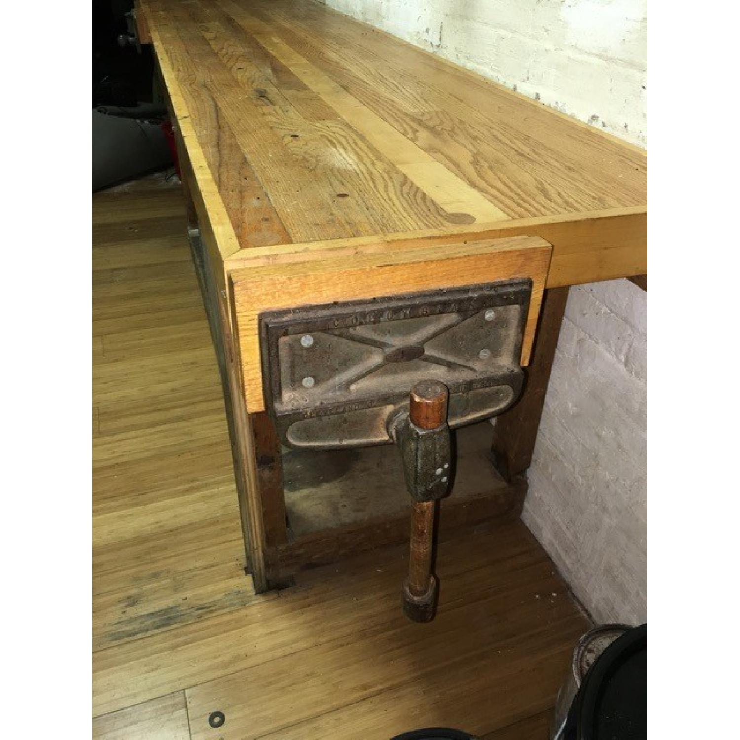 Antique Industrial Workbench Dining Table - image-2