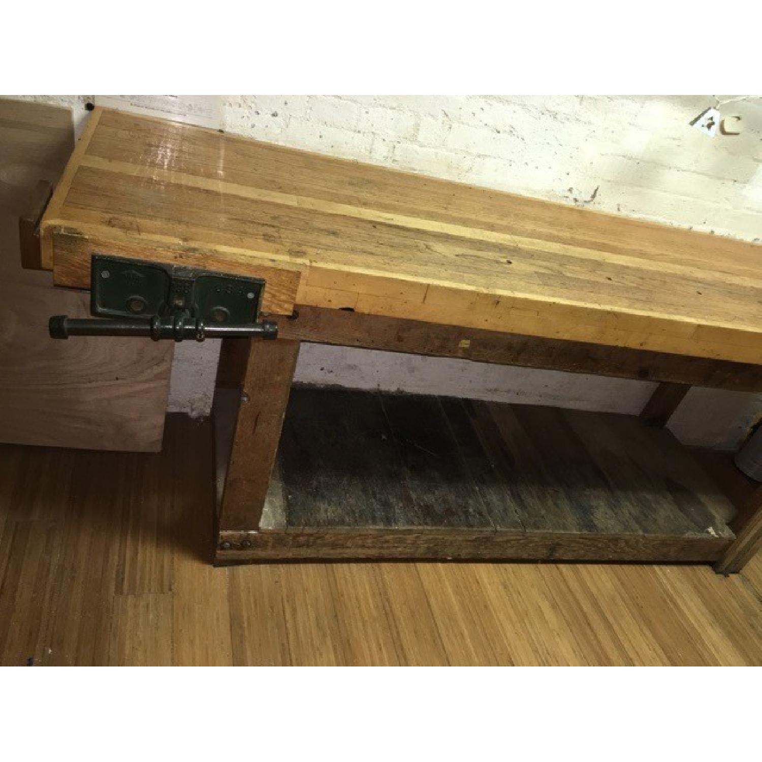 Antique Industrial Workbench Dining Table - image-3