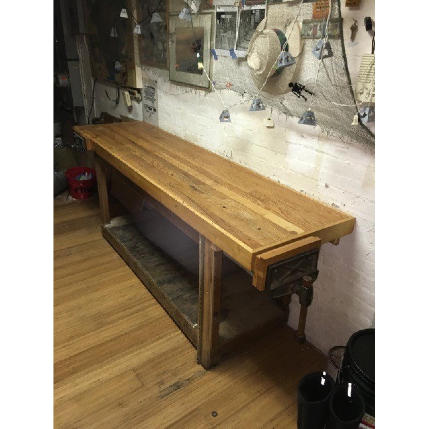 Antique Industrial Workbench Dining Table - image-4