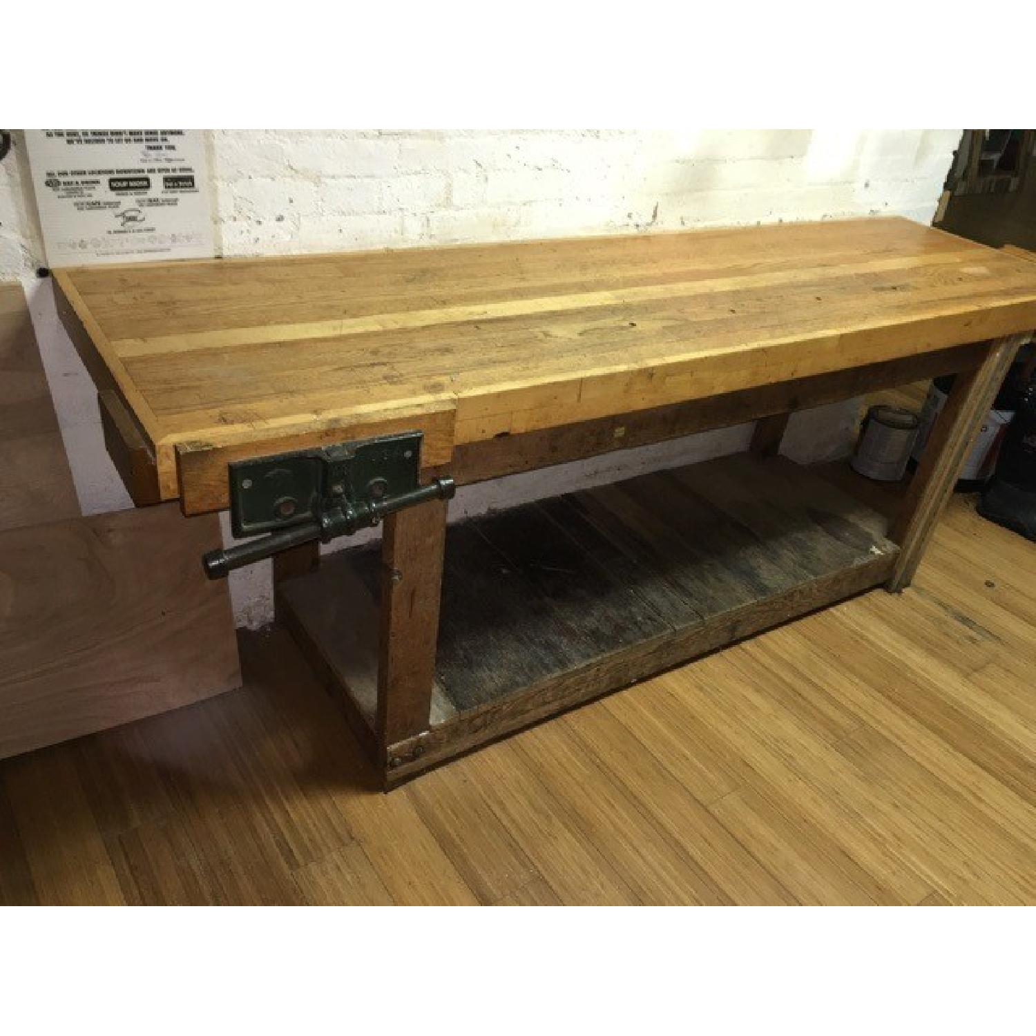 Antique Industrial Workbench Dining Table - image-5
