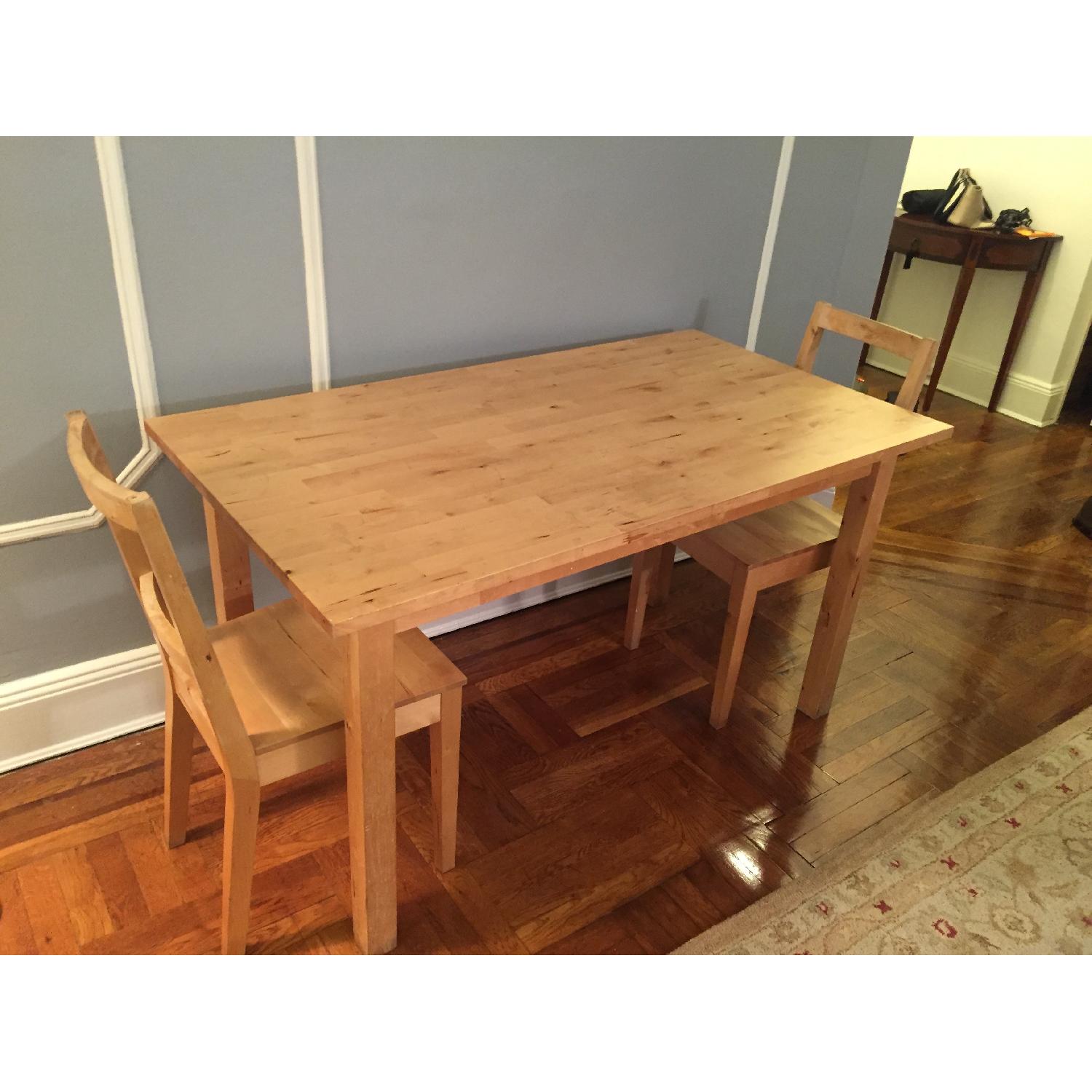 Ikea Pine Wood Table w/ 2 Chairs AptDeco