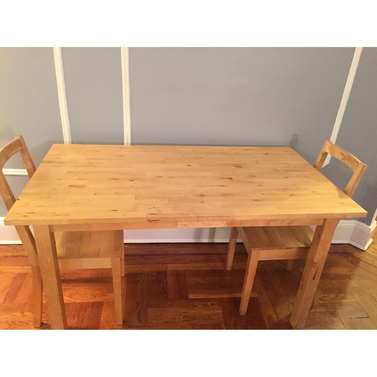Ikea Pine Wood Table w/ 2 Chairs AptDeco