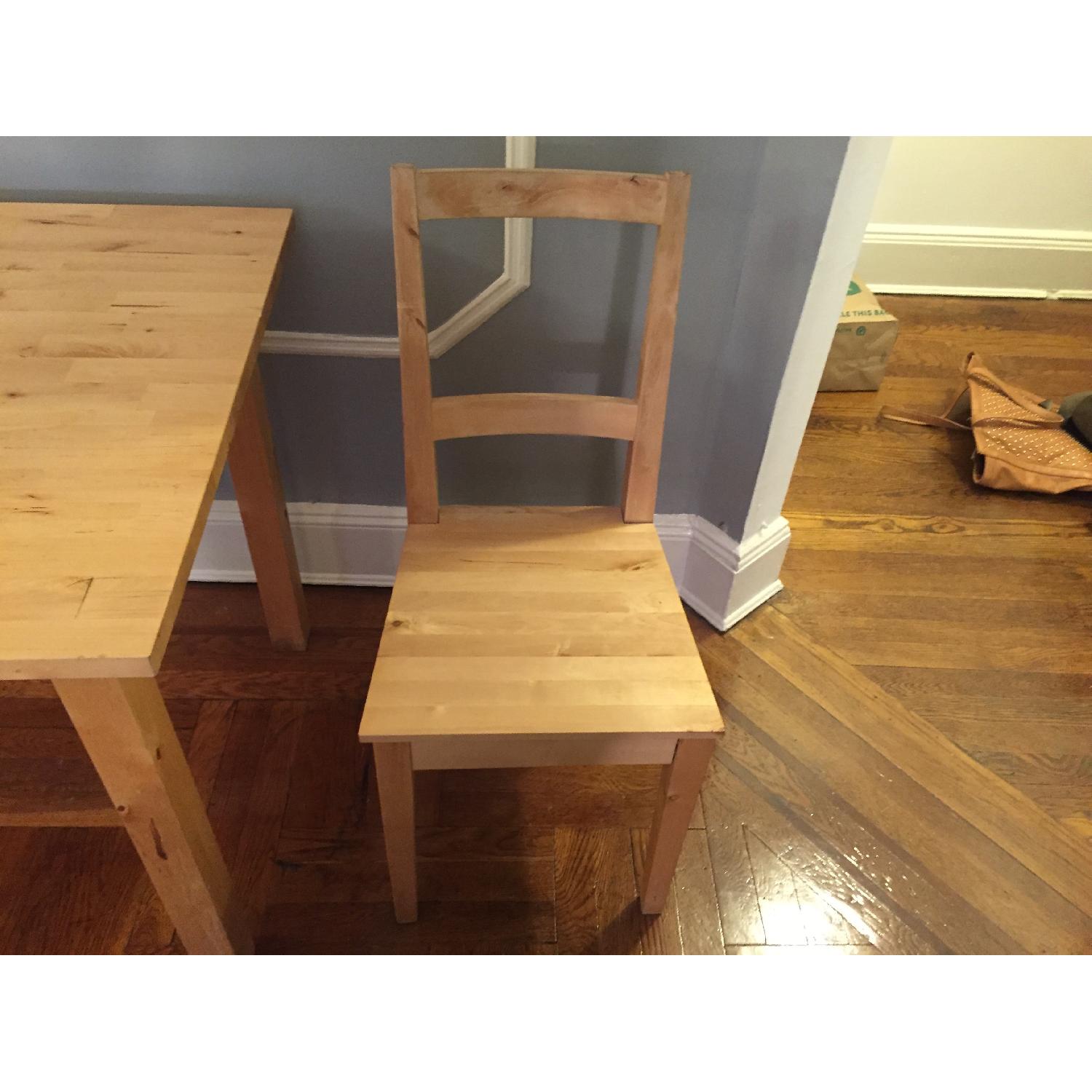 Ikea Pine Wood Table w/ 2 Chairs AptDeco