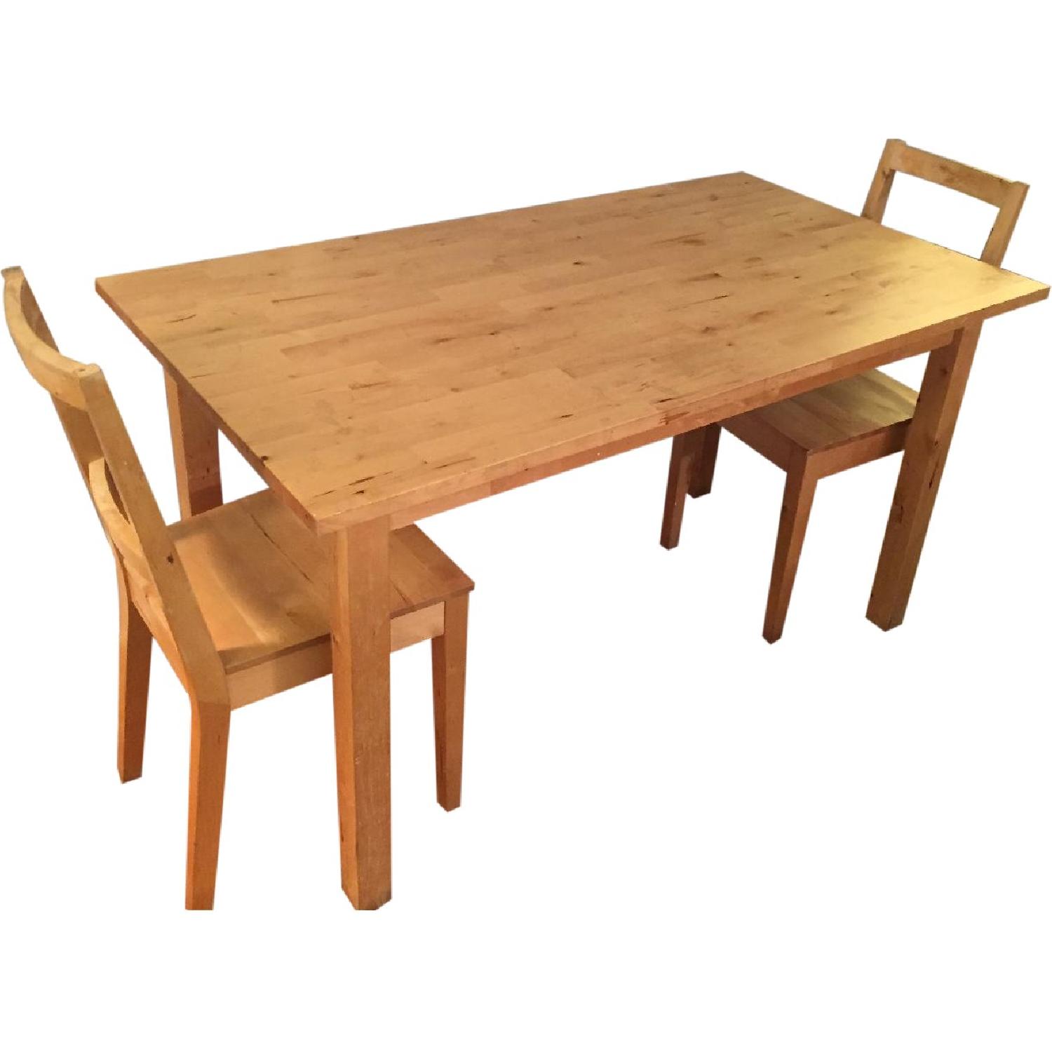 Ikea Pine Wood Table w/ 2 Chairs AptDeco