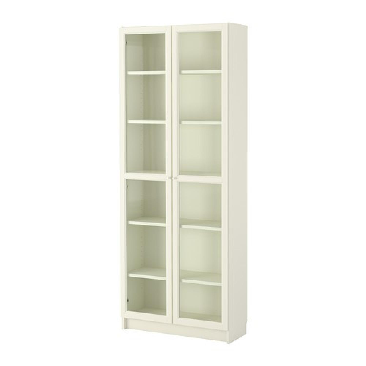Ikea Billy/Oxberg White Bookcase w/ Glass Doors - image-2