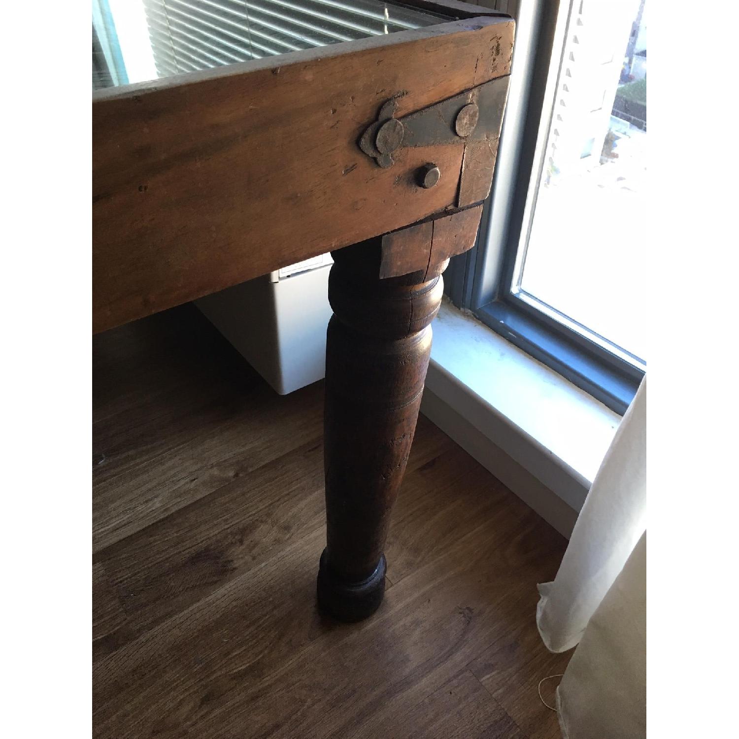 Tribal Carved Wood Glass Top Dining Table - image-7