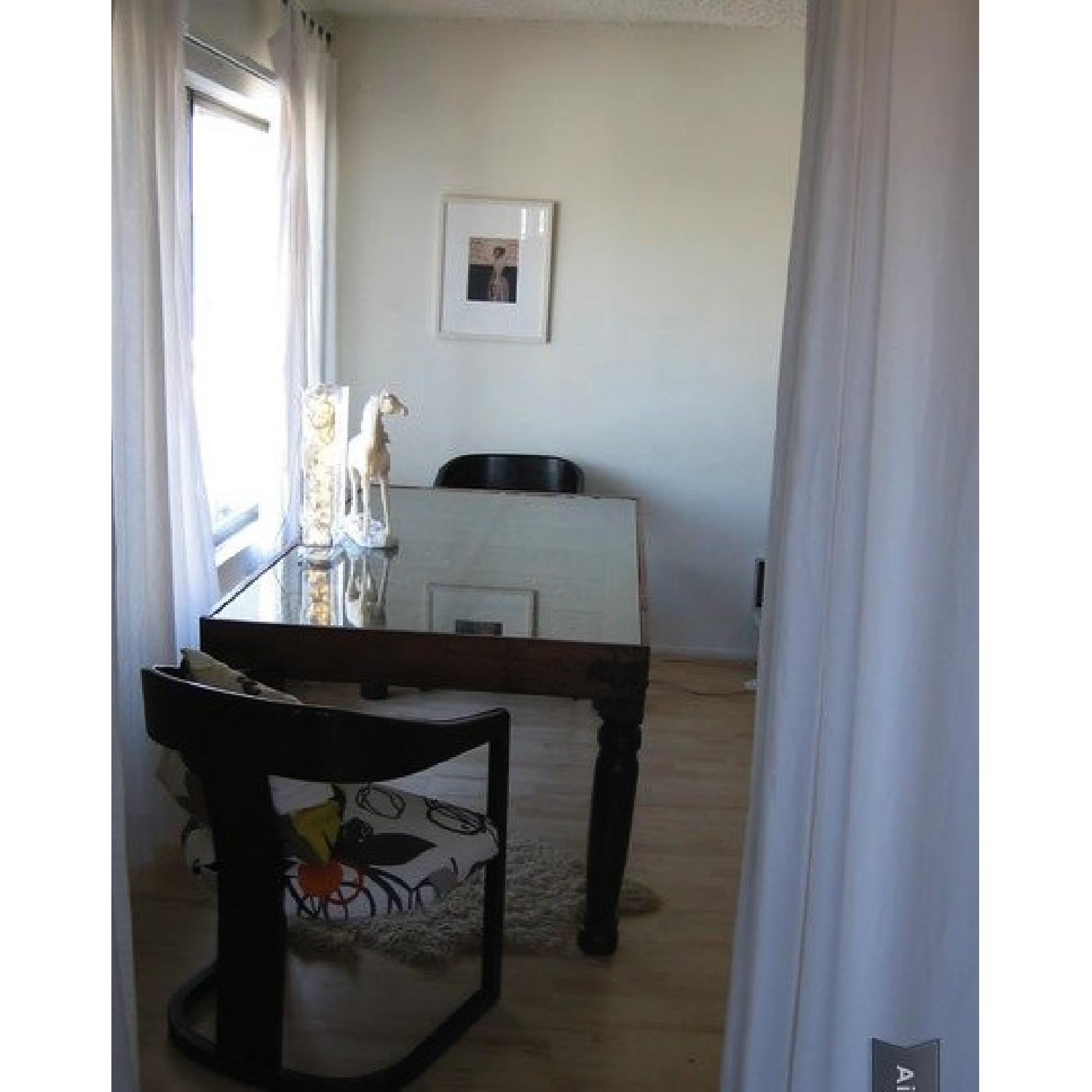 Tribal Carved Wood Glass Top Dining Table - image-10