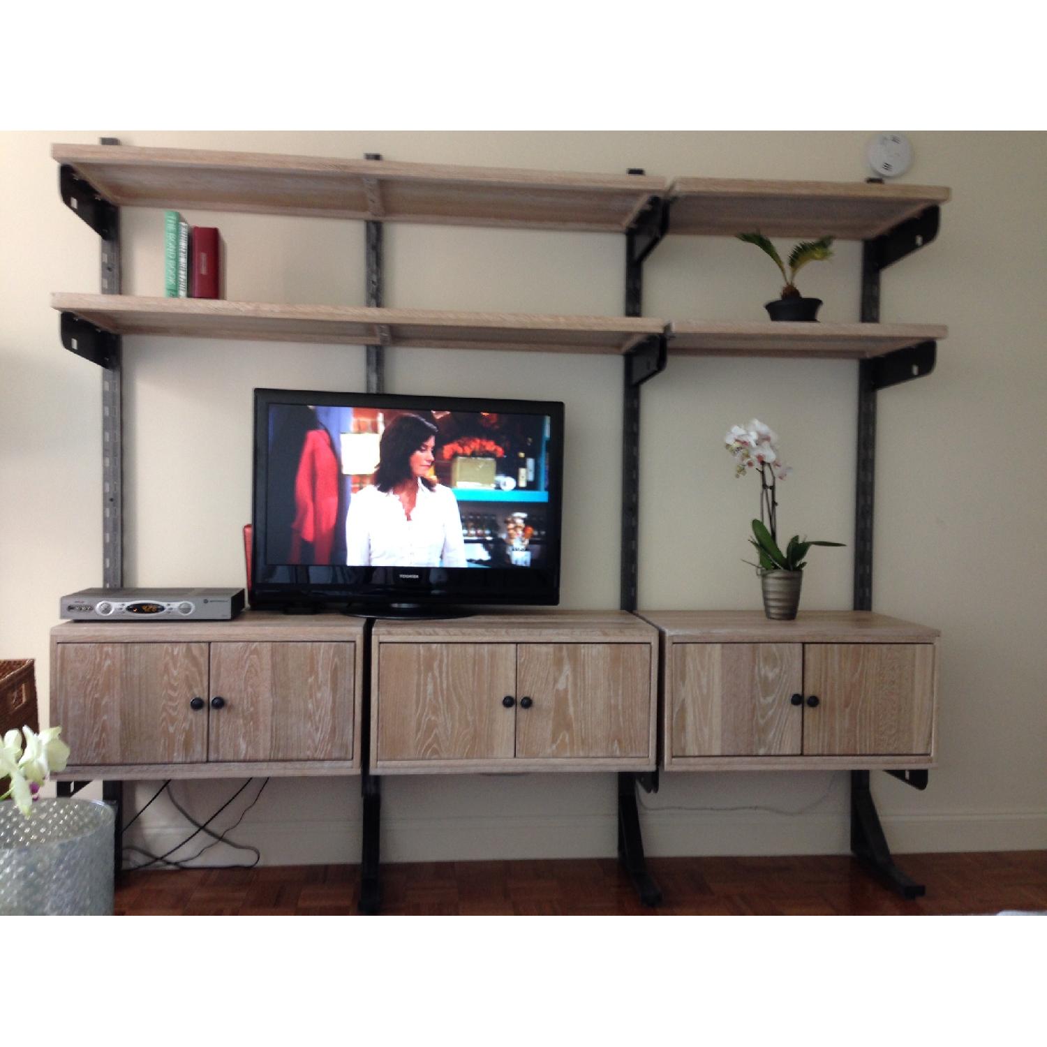 West Elm Wood Shelving Media Wall Unit AptDeco
