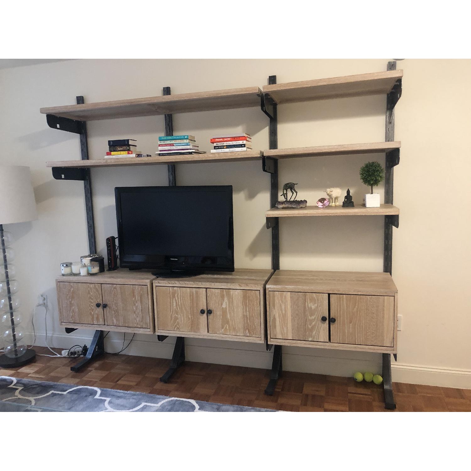West Elm Wood Shelving Media Wall Unit AptDeco