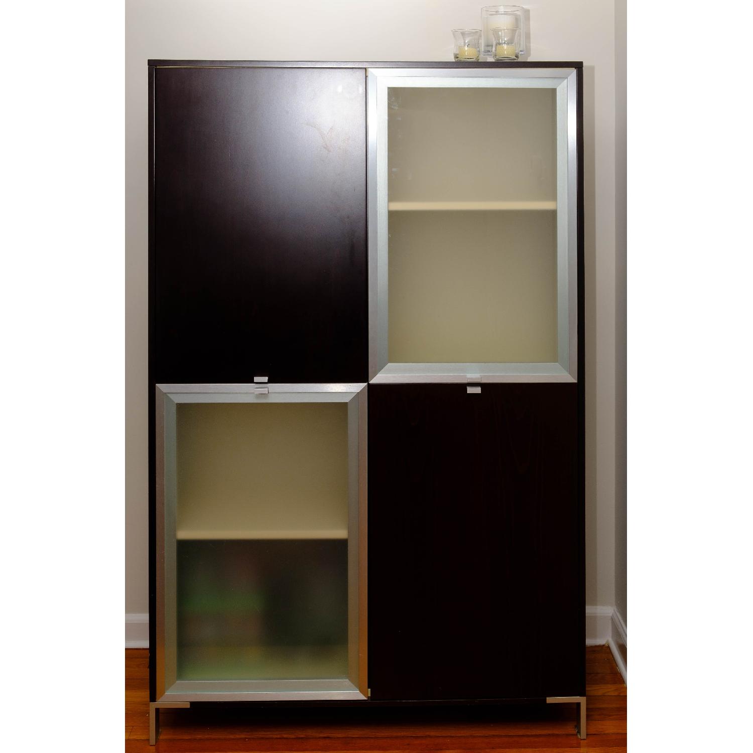 Della Robbia Side Cabinet in Wenge w/ Frosted Doors - image-1