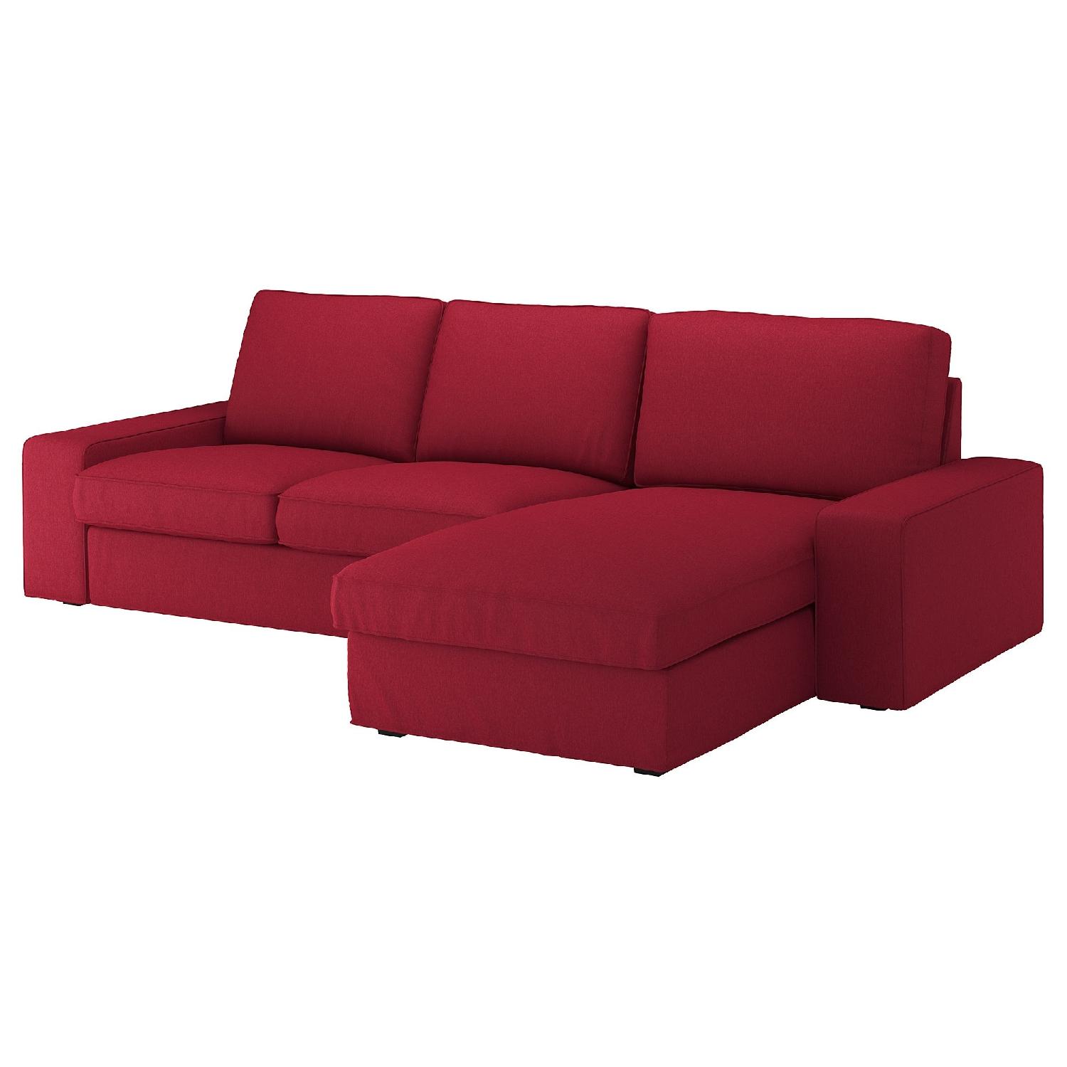 Ikea Red 2-Piece Sectional Sofa w/ Chaise - image-0