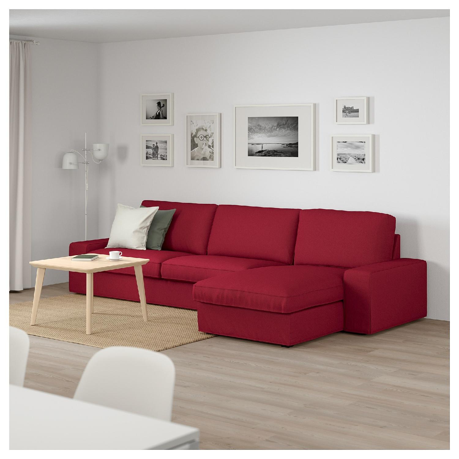 Ikea Red 2-Piece Sectional Sofa w/ Chaise - image-2