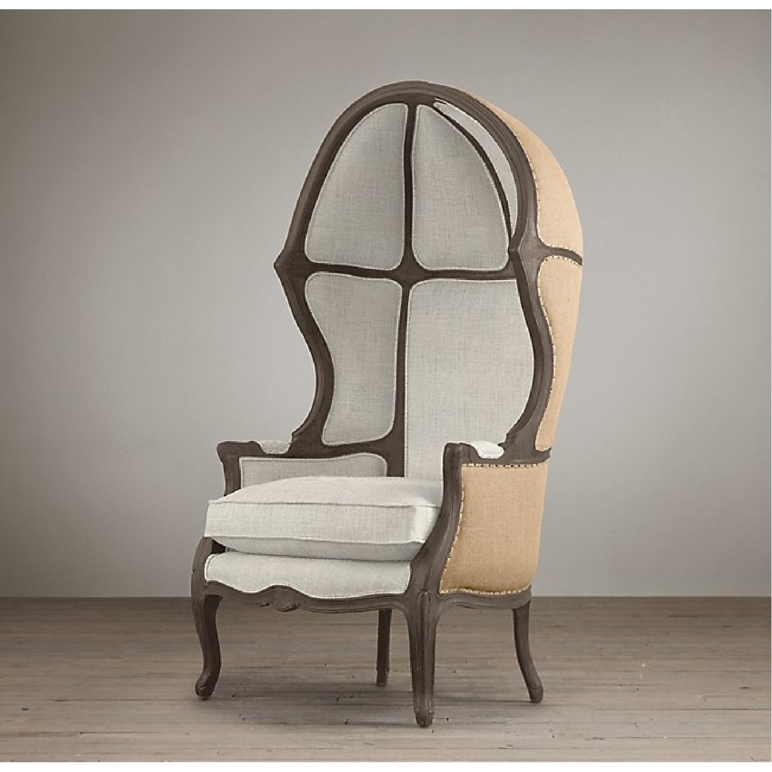 Restoration Hardware Versailles Burlap Chair & Ottoman - image-1