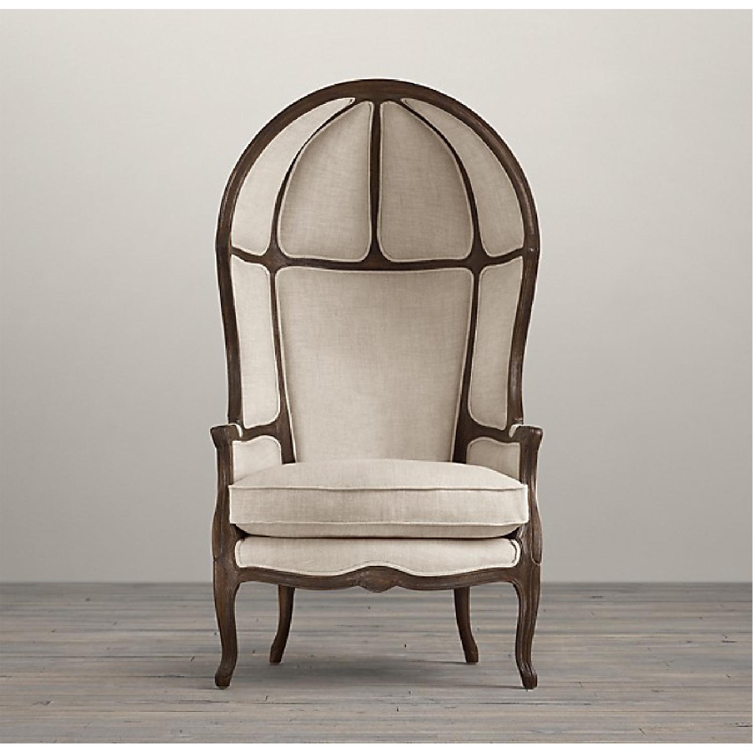 Restoration Hardware Versailles Burlap Chair & Ottoman - image-2