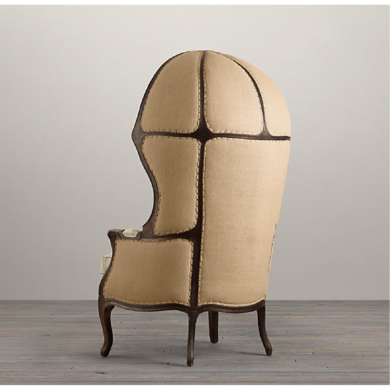 Restoration Hardware Versailles Burlap Chair & Ottoman - image-3