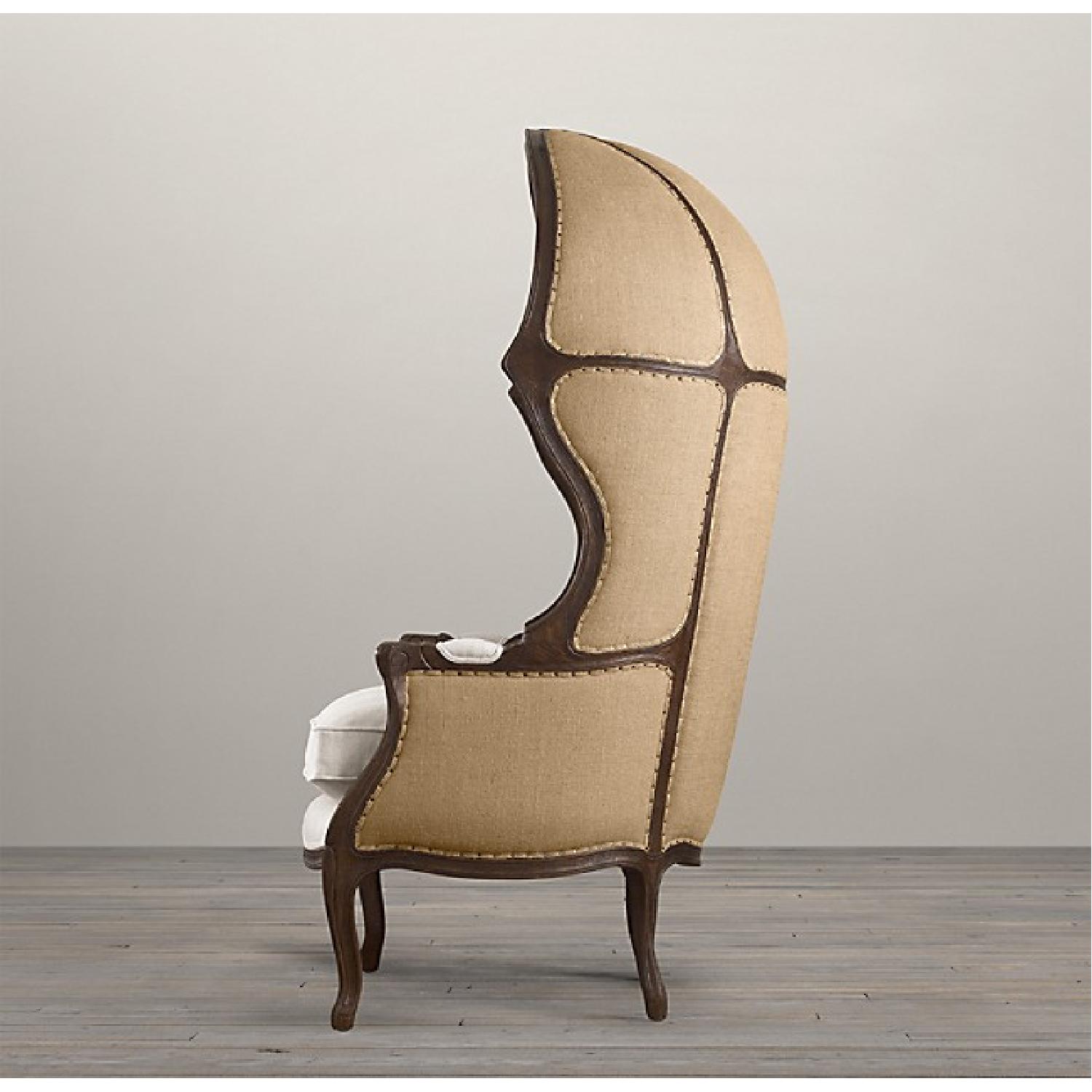 Restoration Hardware Versailles Burlap Chair & Ottoman - image-4