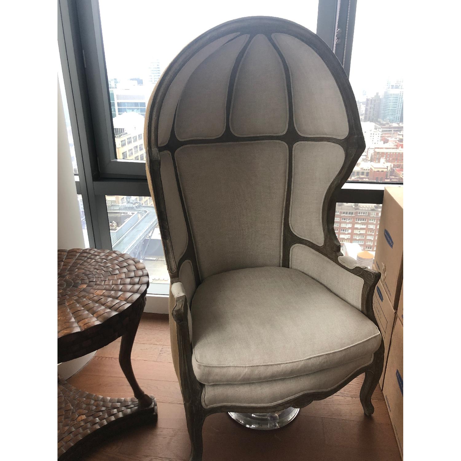 Restoration Hardware Versailles Burlap Chair & Ottoman - image-5