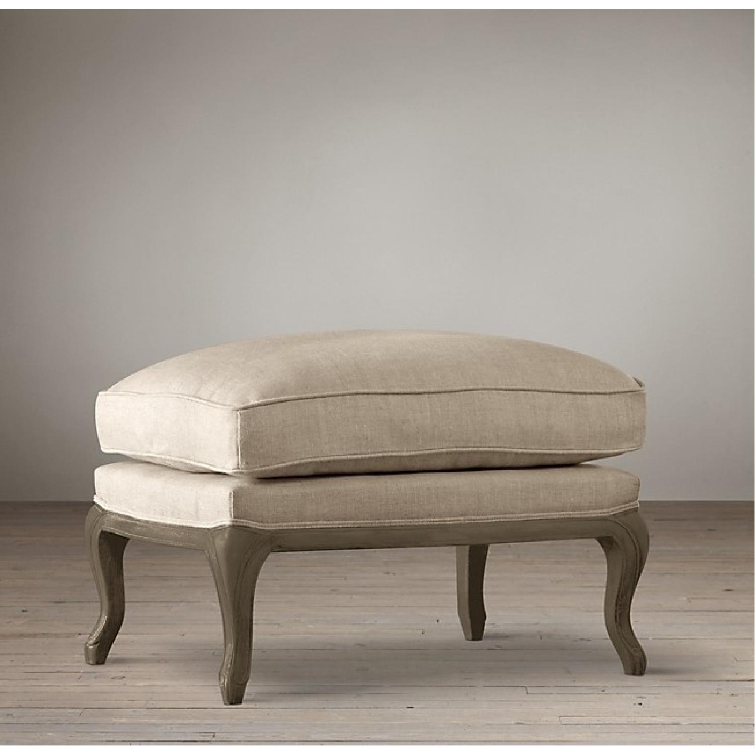 Restoration Hardware Versailles Burlap Chair & Ottoman - image-6