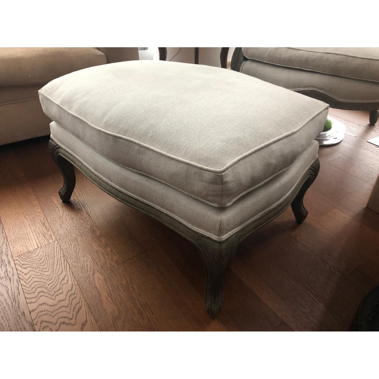 Restoration Hardware Versailles Burlap Chair & Ottoman - image-7