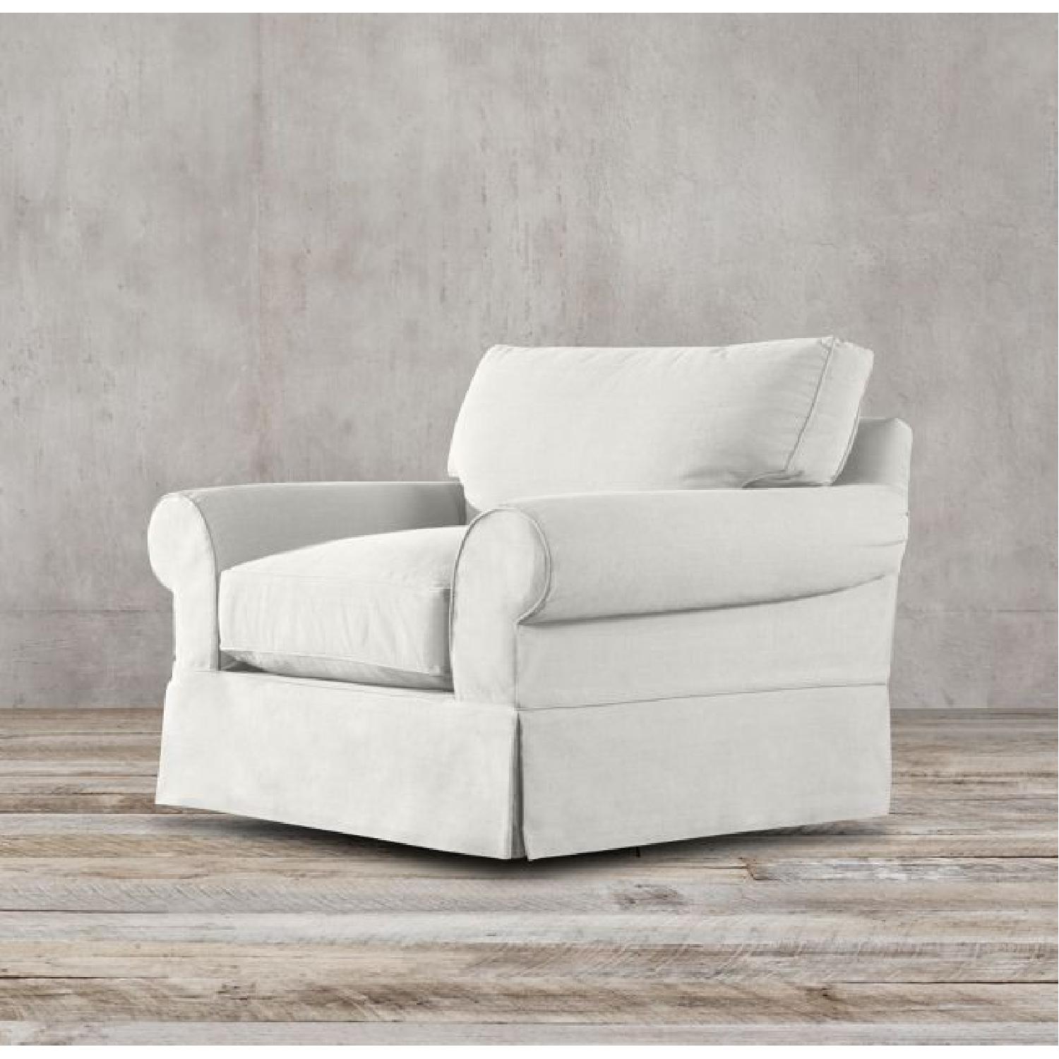 Restoration Hardware Grand-Scale Roll Arm Slipcovered Chairs - AptDeco