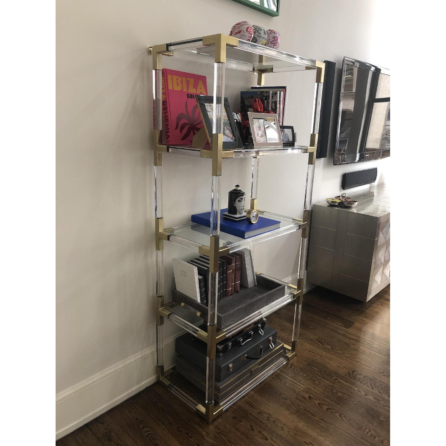Jonathan Adler Clear Acrylic & Brushed Brass Bookcase - image-2