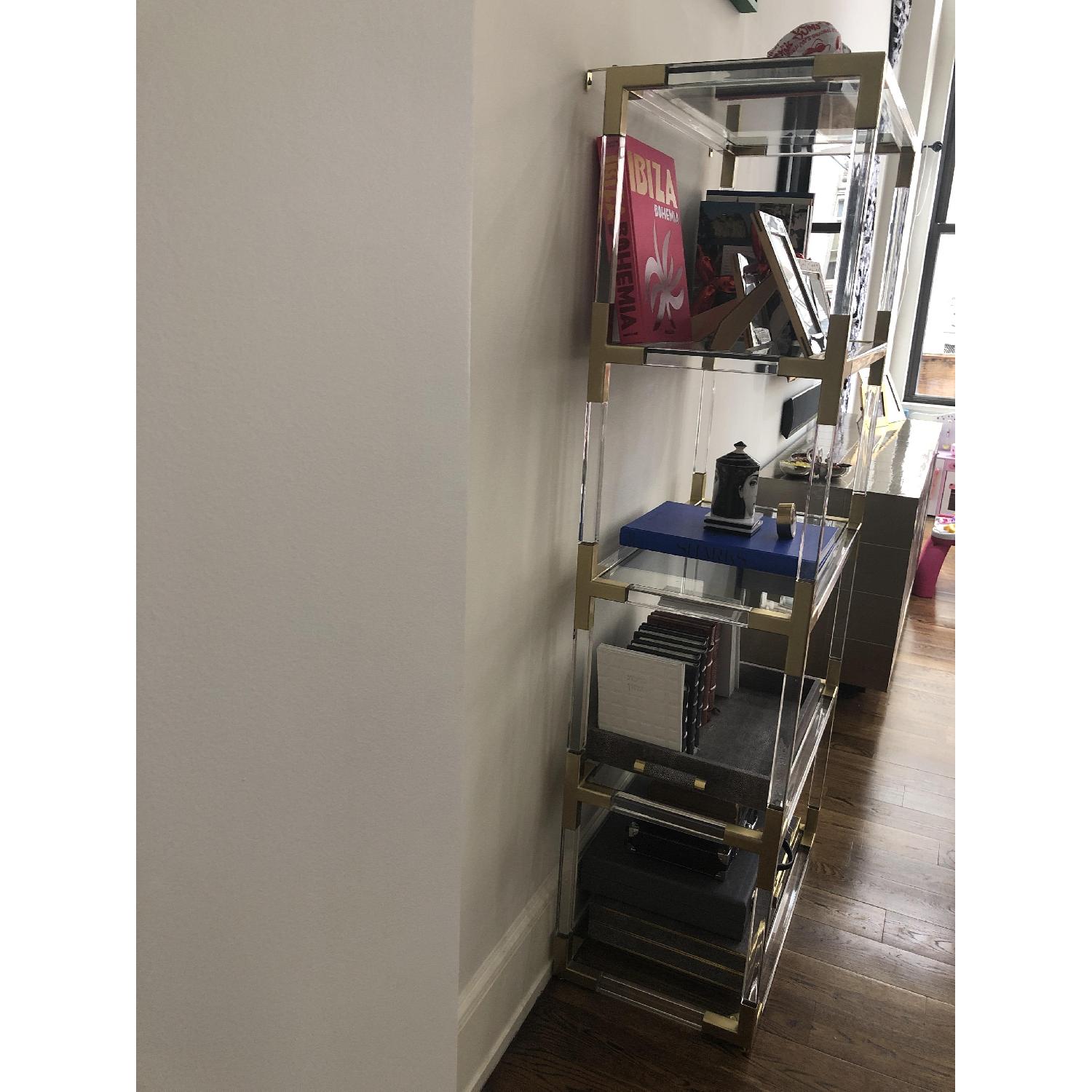 Jonathan Adler Clear Acrylic & Brushed Brass Bookcase - image-3