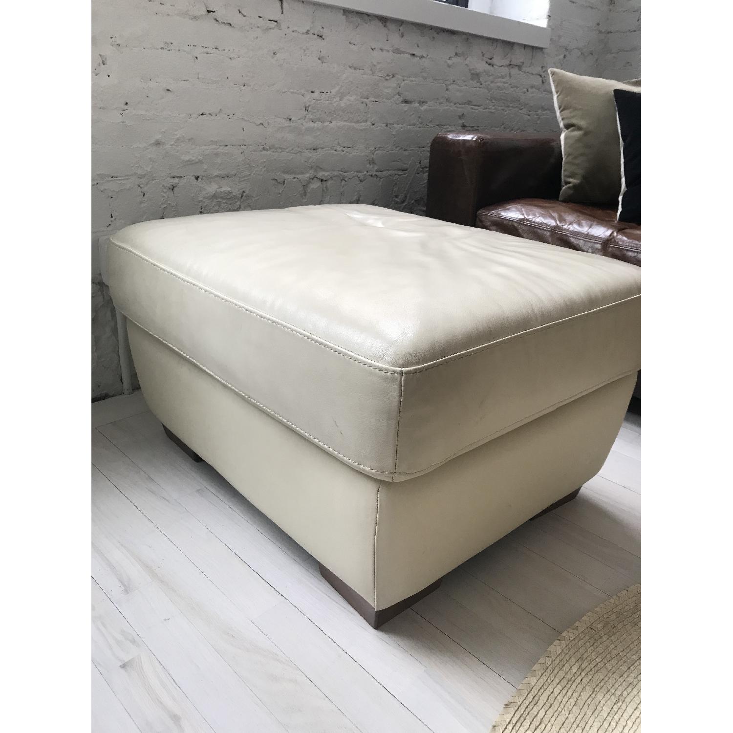 Ikea Beige Leather Ottoman - image-1