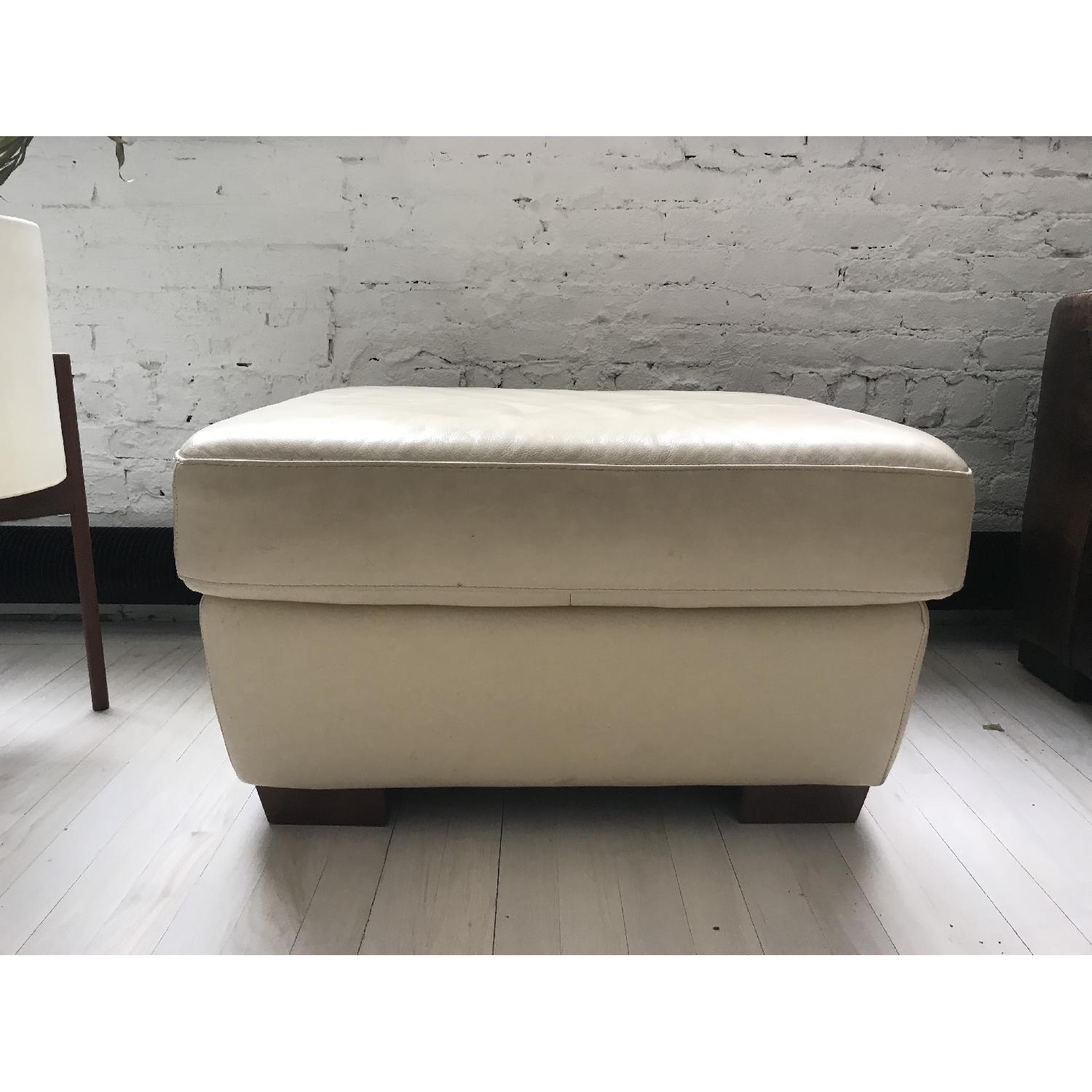 Ikea Beige Leather Ottoman - image-2