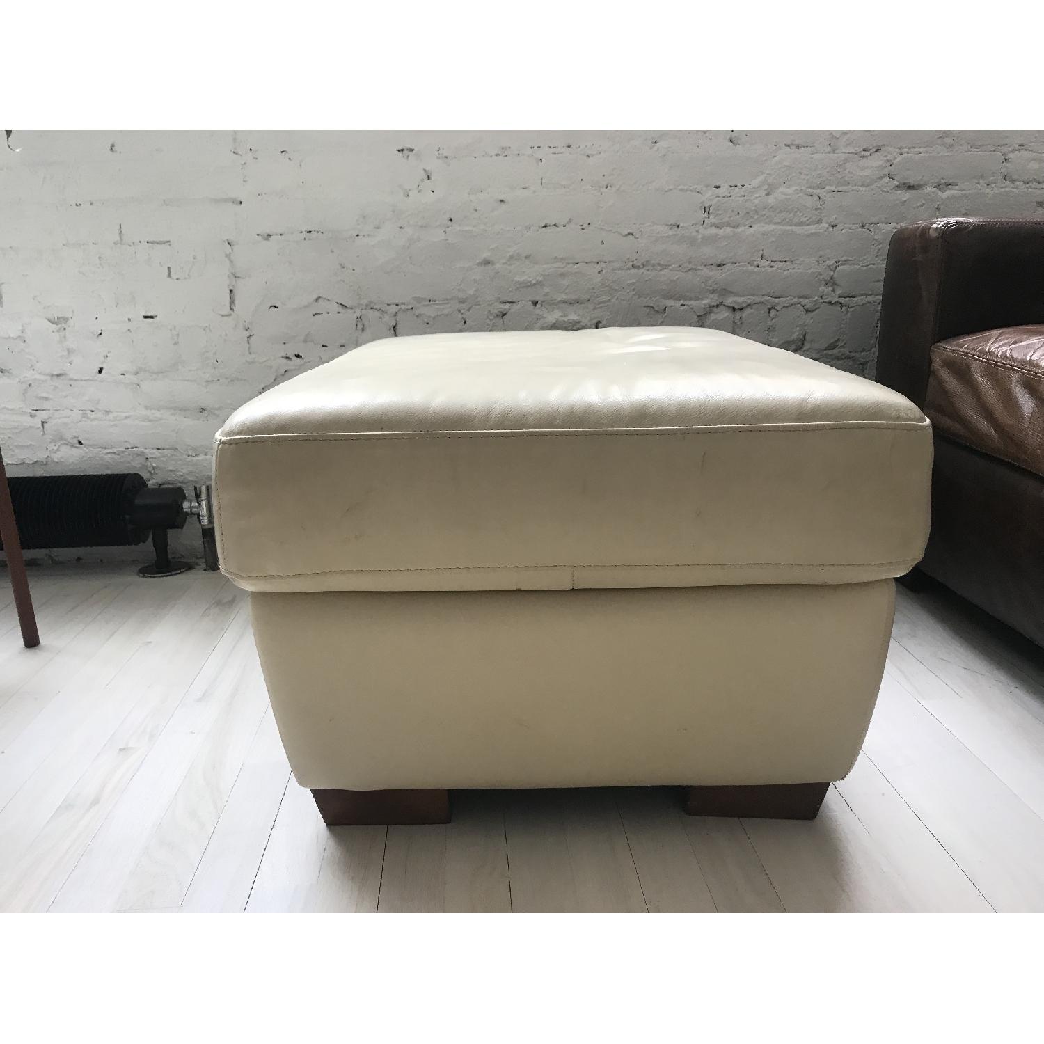 Ikea Beige Leather Ottoman - image-3