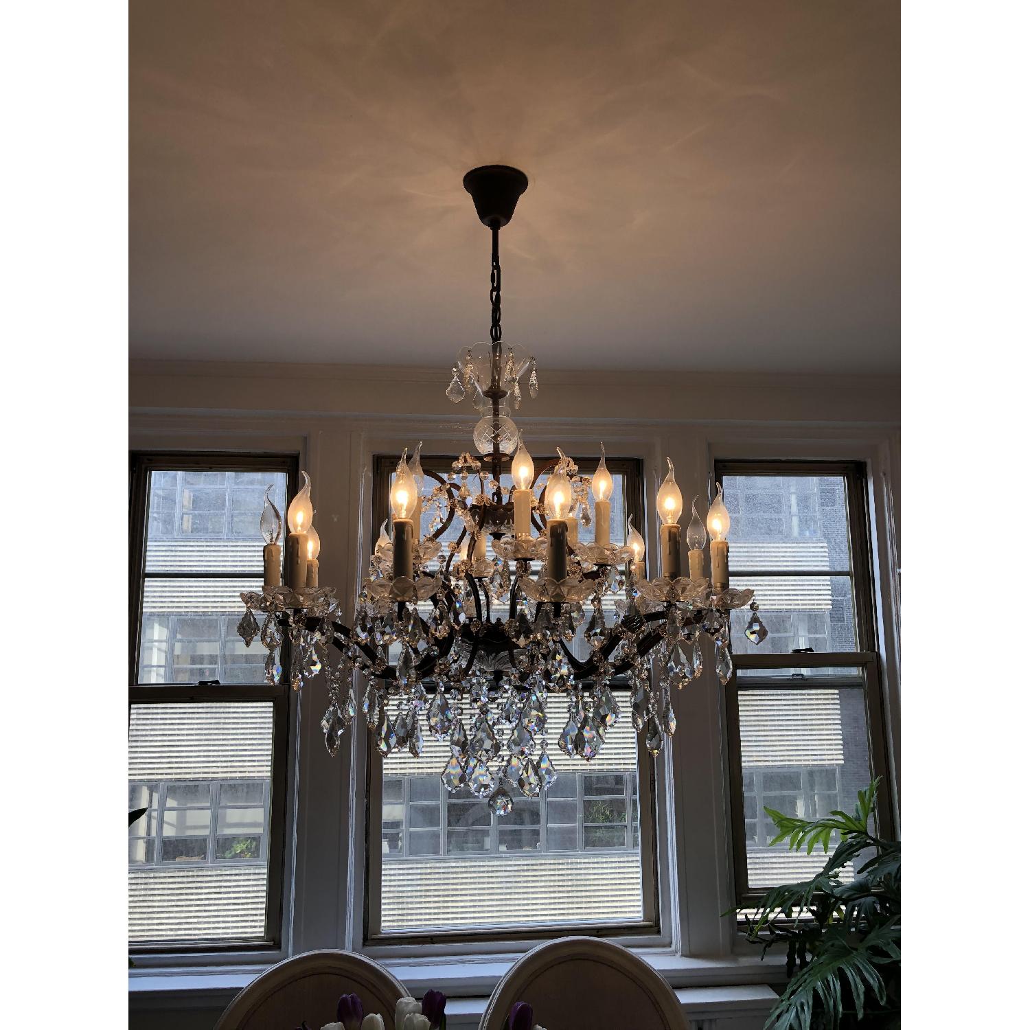 Restoration Hardware Iron & Clear Crystal Round Chandelier - image-1