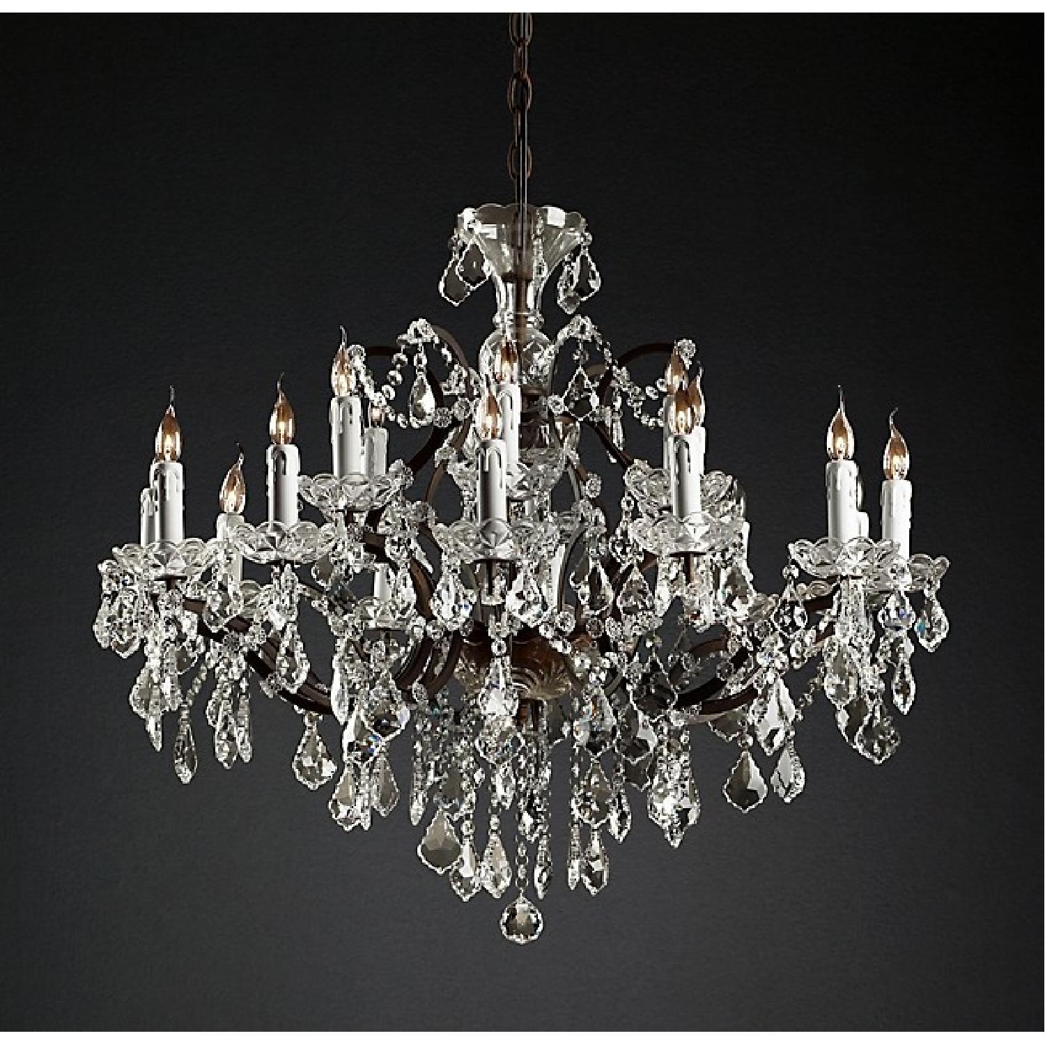 Restoration Hardware Iron & Clear Crystal Round Chandelier - image-2