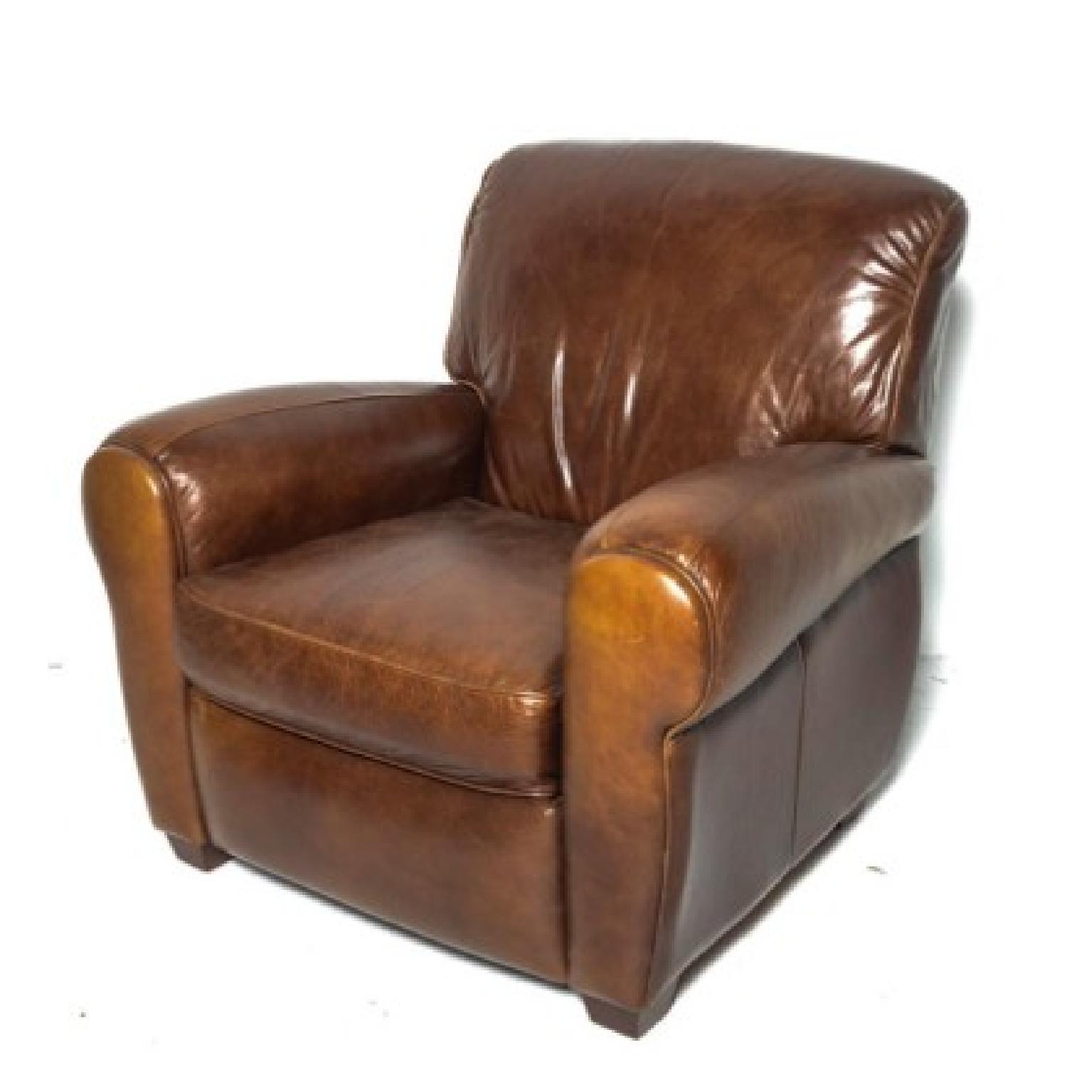 Mitchell Gold Hand-Rubbed Leather Club Chairs w/ Rolled Arms - image-2
