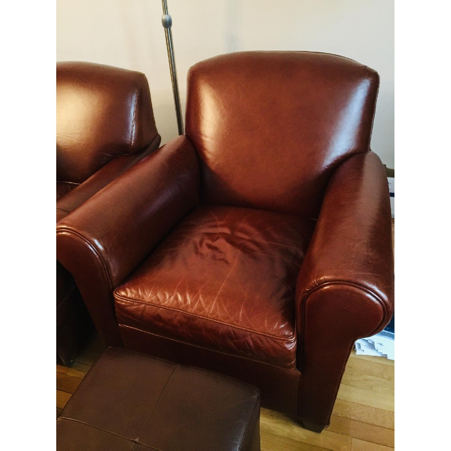 Mitchell Gold Hand-Rubbed Leather Club Chairs w/ Rolled Arms - image-3